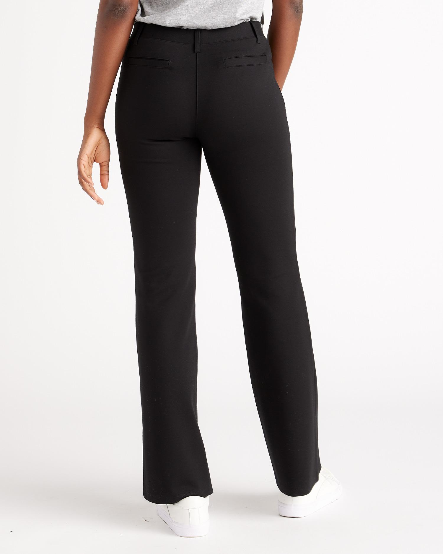 Quince Womens Ultra-Stretch Ponte Straight Leg Pant In Black