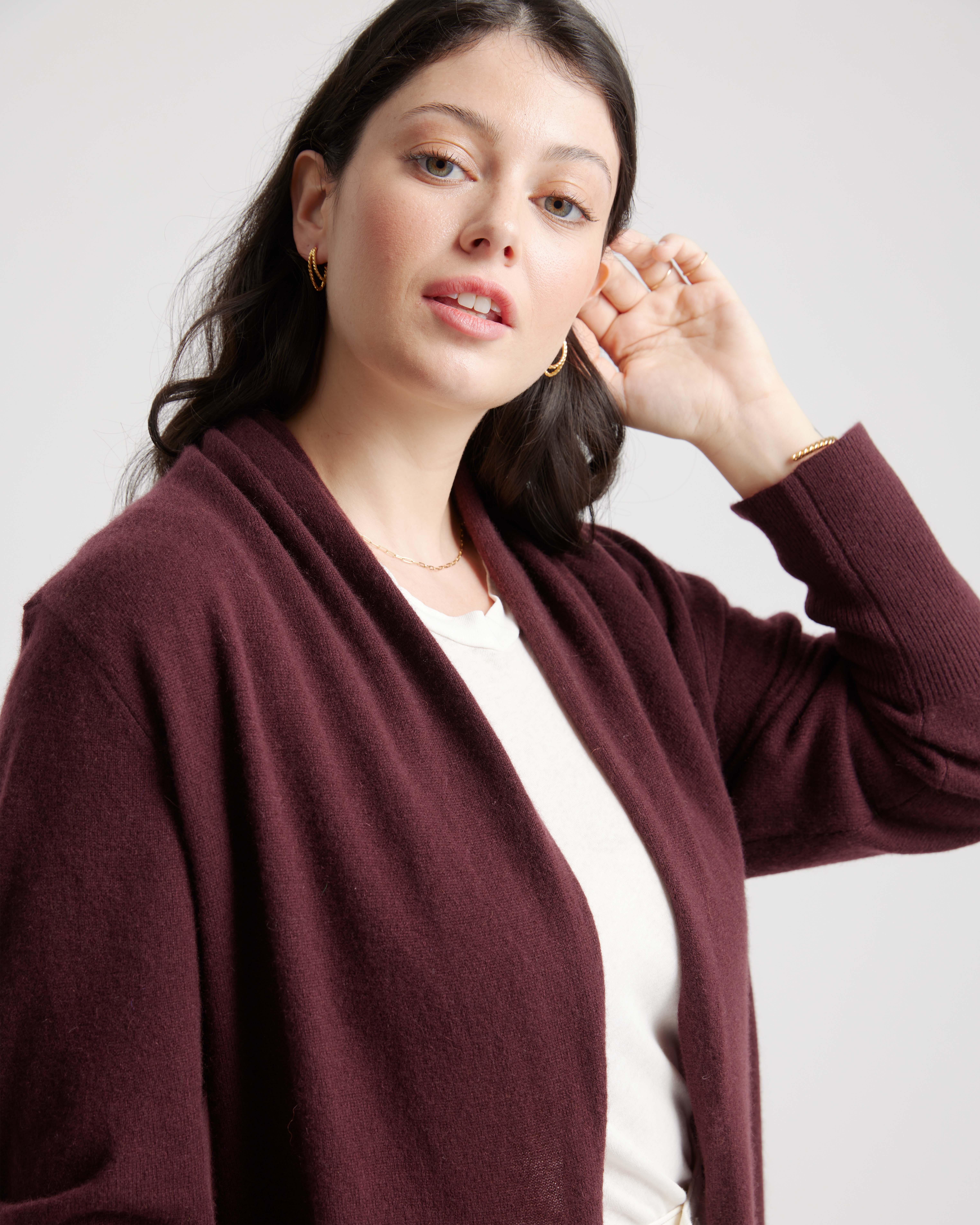 Quince Mongolian Cashmere Duster Cardigan Sweater in White | Lyst
