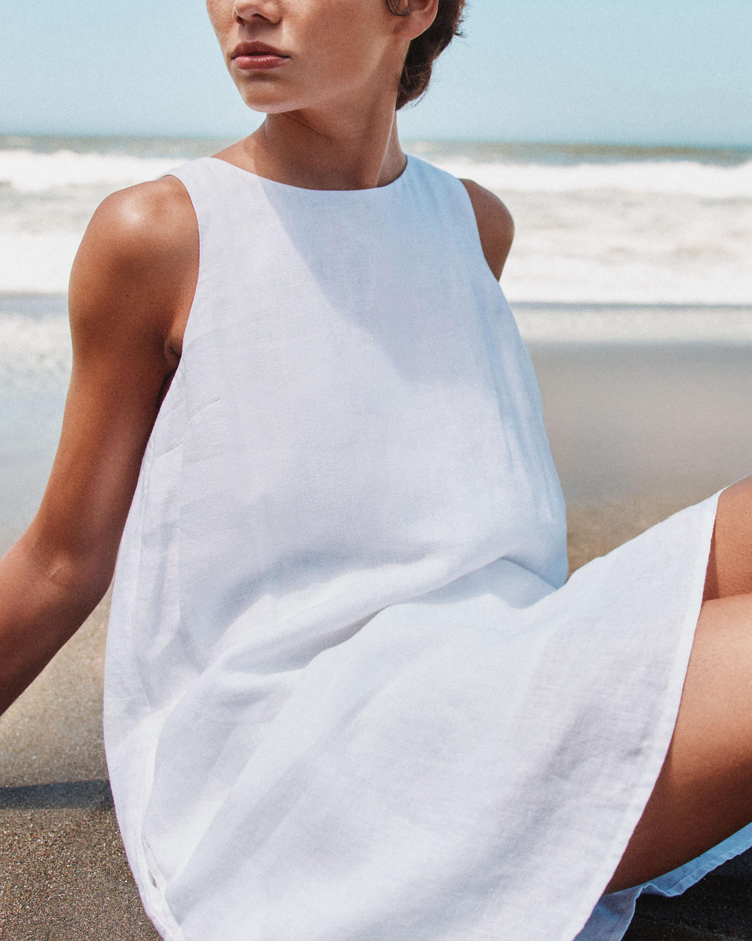 linen tank mini dress Htigea Women's Linen Tank Mini Dress Summer Sleeveless Crewneck Dresses with Pockets Plus Size Casual Loose Fit Sundress for Daily Light Blue XL,