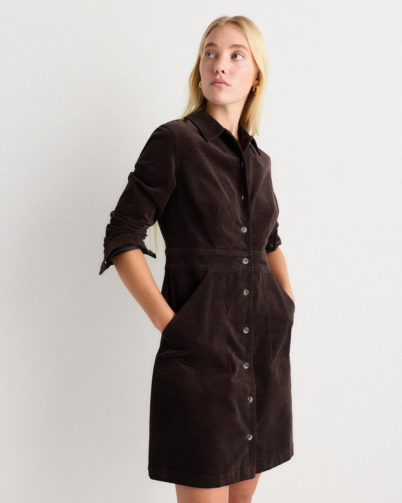 Quince Organic Stretch Corduroy Mini Shirt Dress, Organic Cotton in Black | Lyst Quince Organic Stretch Corduroy Mini Shirt Dress, Organic Cotton in Black | Lyst