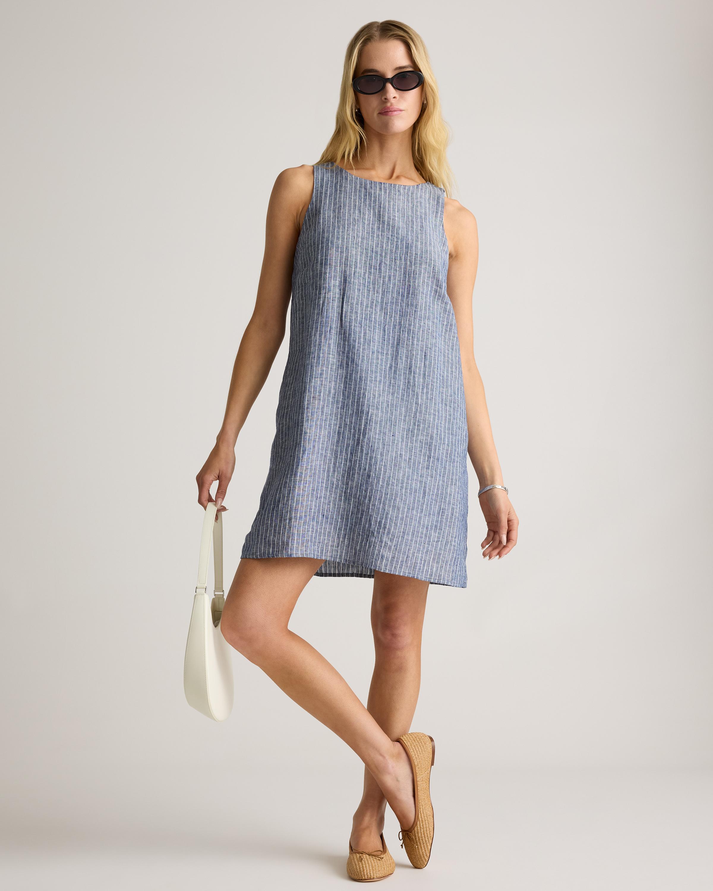 Quince 100% European Linen Tank Top Mini Dress in Blue | Lyst