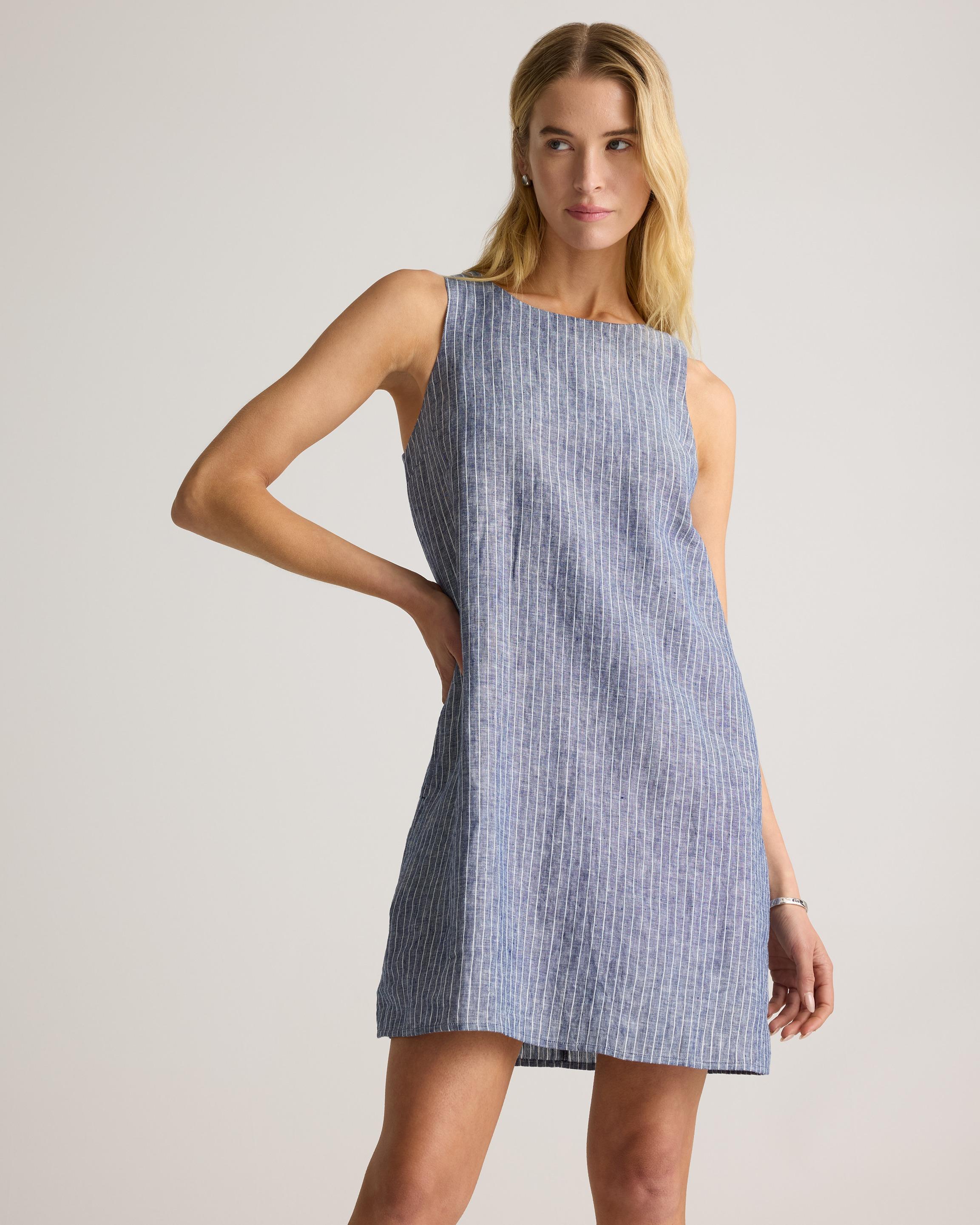 Quince 100% European Linen Tank Top Mini Dress in Blue | Lyst