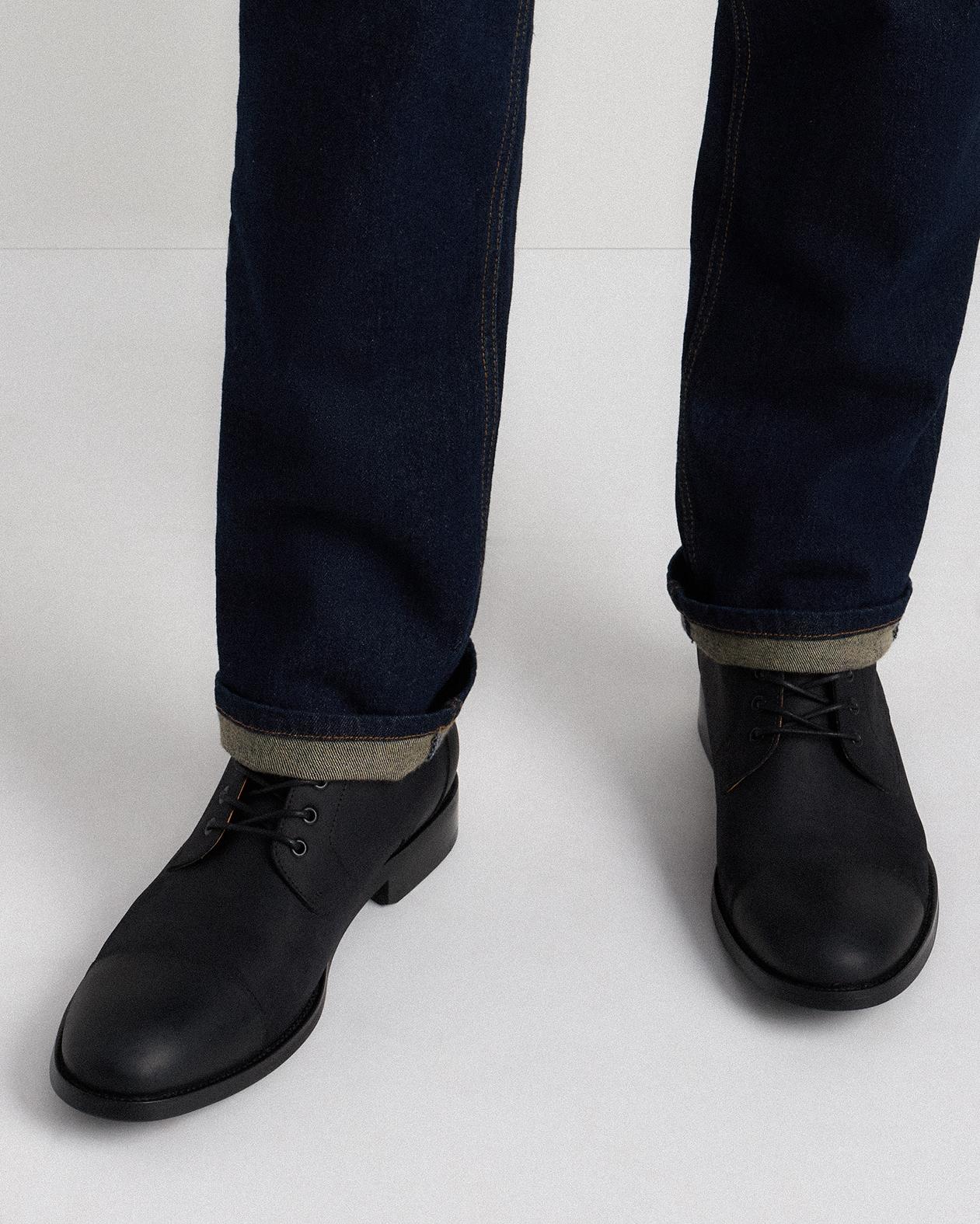 Quince Crafted Leather Cap Toe Lace Up Boot in Black for Men  display picture 1