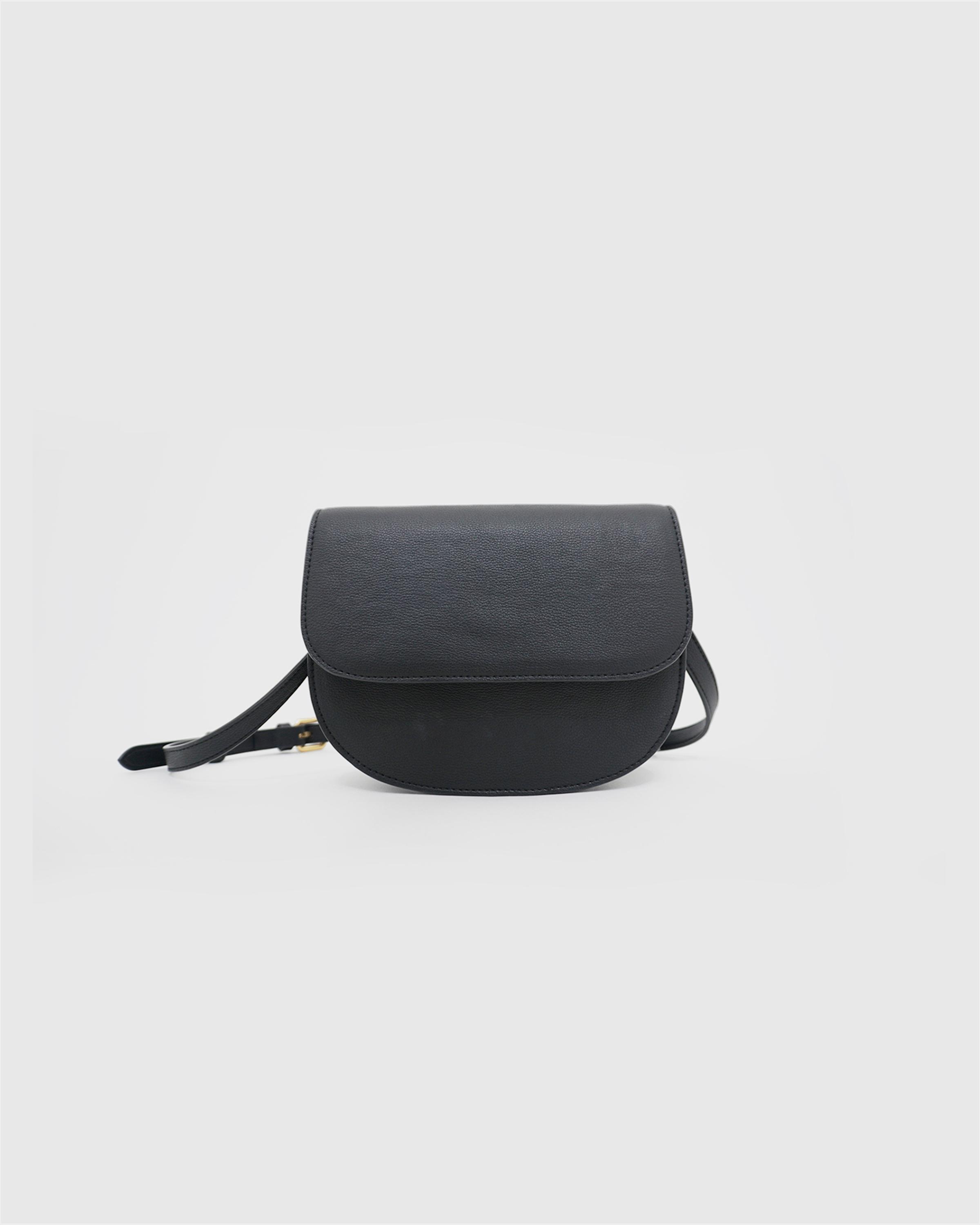 quince designer Black Vegan Saddle Bag