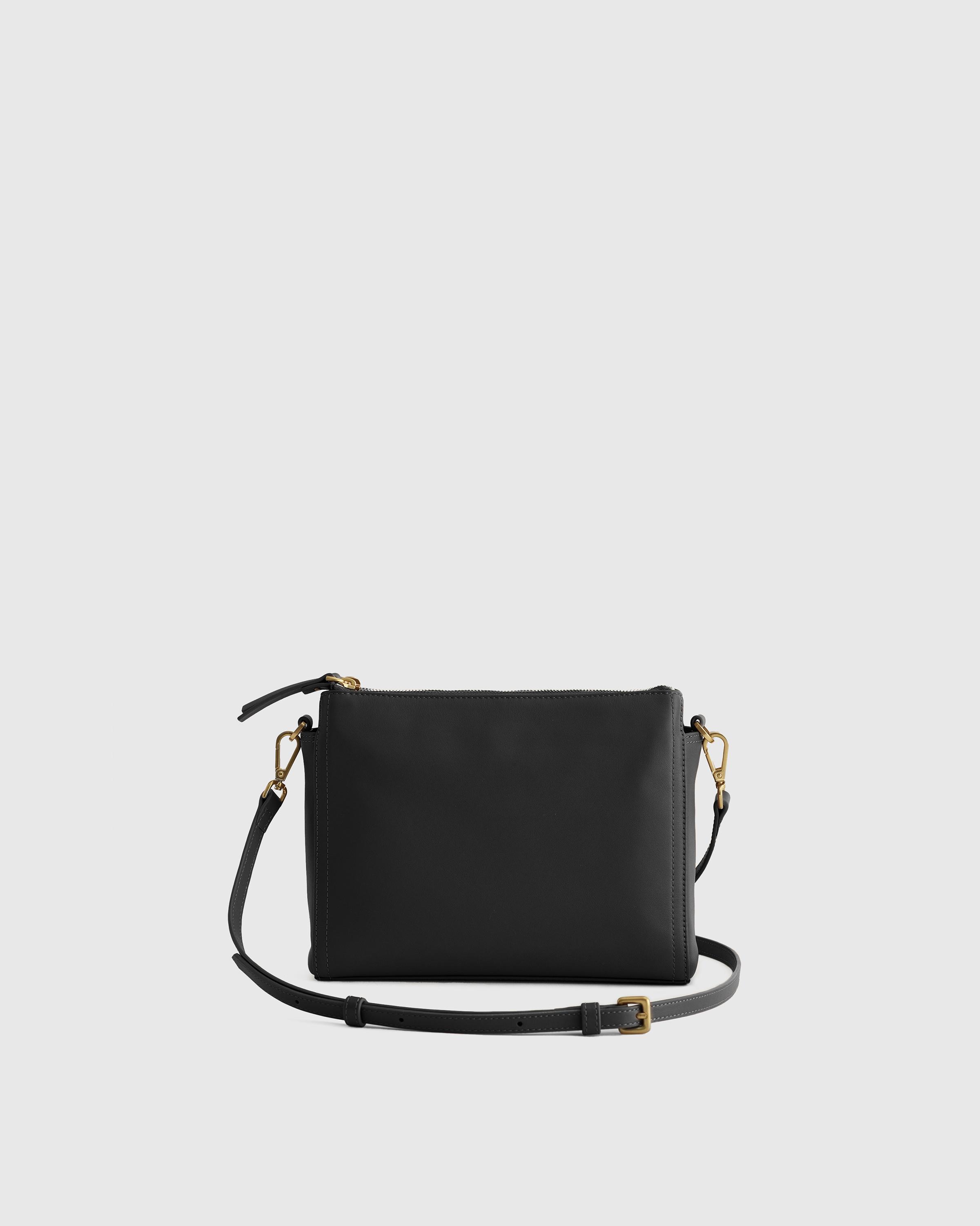 Quince Italian Leather Triple Compartment Crossbody in Black Lyst