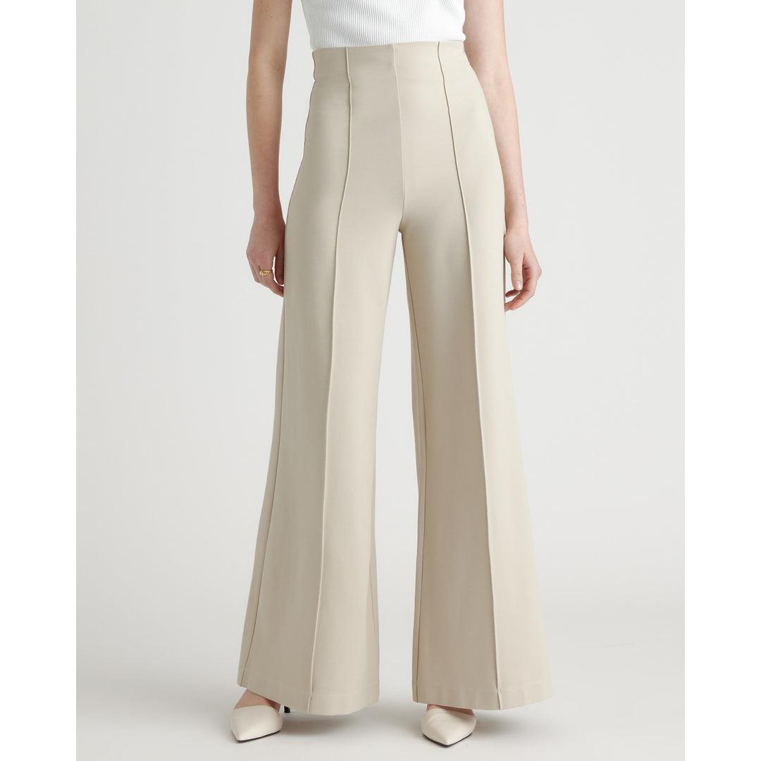 Quince Women's Black Ultra-Stretch Ponte Straight Leg Pants, Size XL Regular 30" Inseam