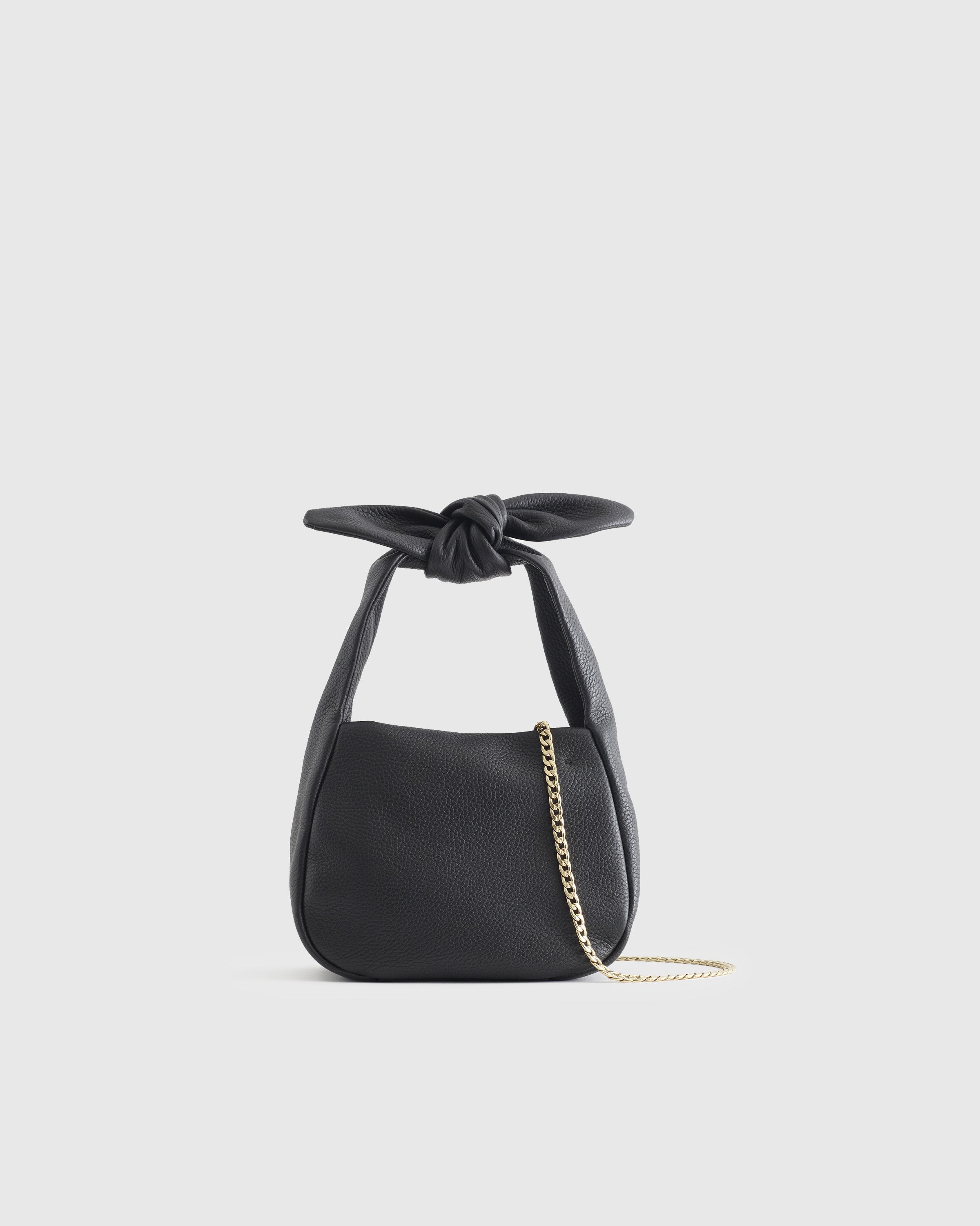Quince Italian Leather Mini Bow Bag in Black | Lyst