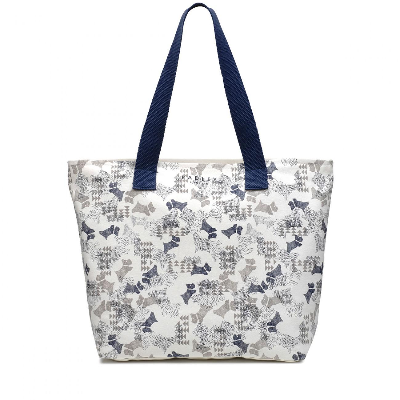 radley data dog large zip top tote bag