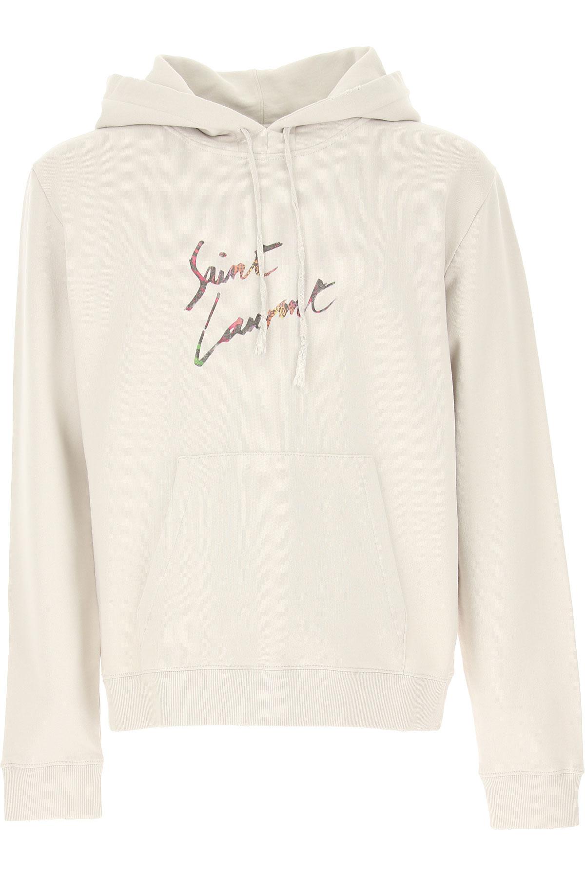 Saint Laurent Cotton Sweatshirt For Men On Sale in Ecru (Natural) for ...