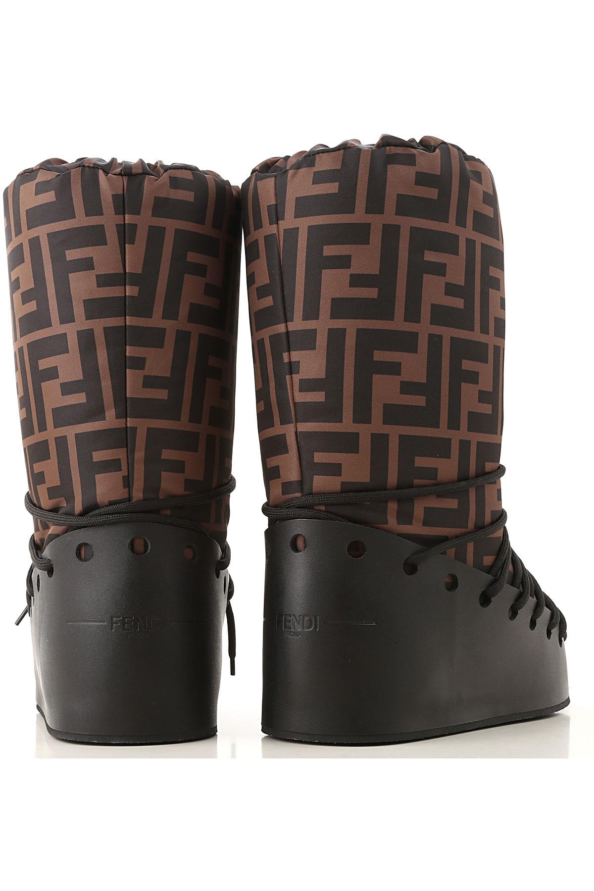 Fendi Leather Ff-print Lace-up Moon Boots in Tobacco (Brown) - Lyst