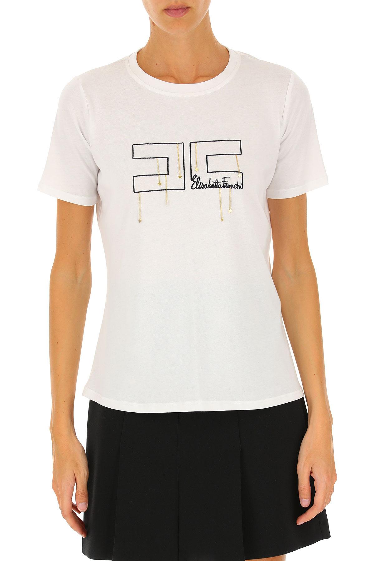Elisabetta Franchi Cotton T-shirt For Women On Sale in White - Lyst