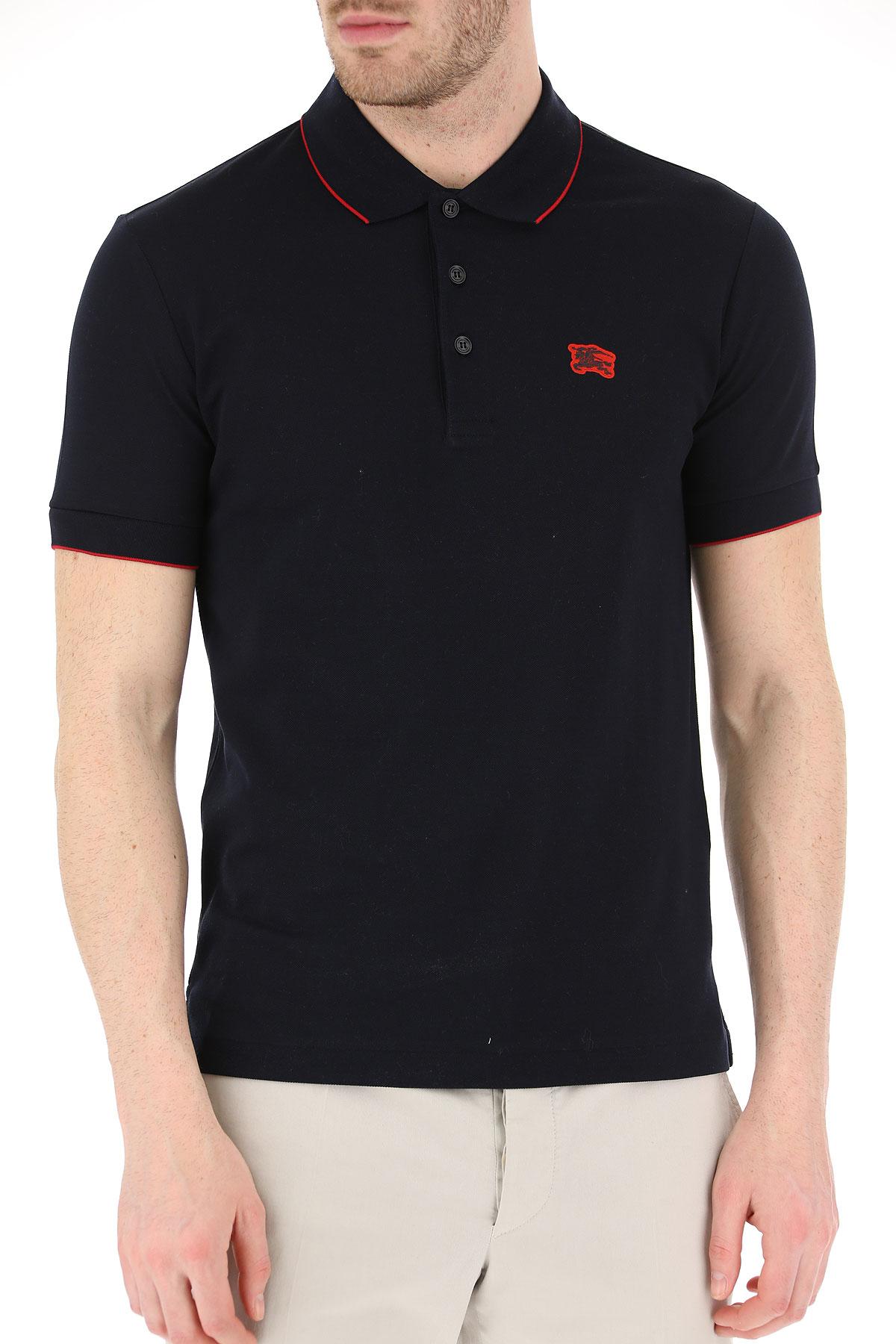 Burberry Cotton Polo Shirt For Men On Sale in Dark Navy Blue (Blue) for