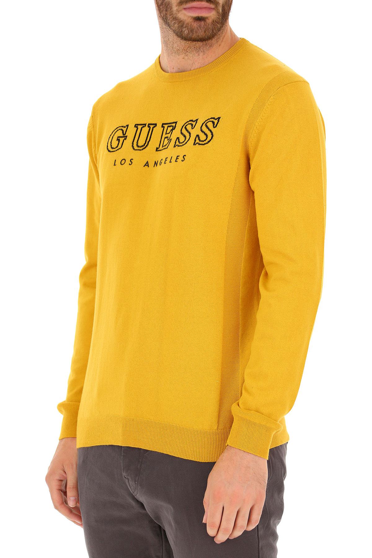 Guess Cotton Sweater For Men Jumper On Sale in Dark Yellow (Yellow) for