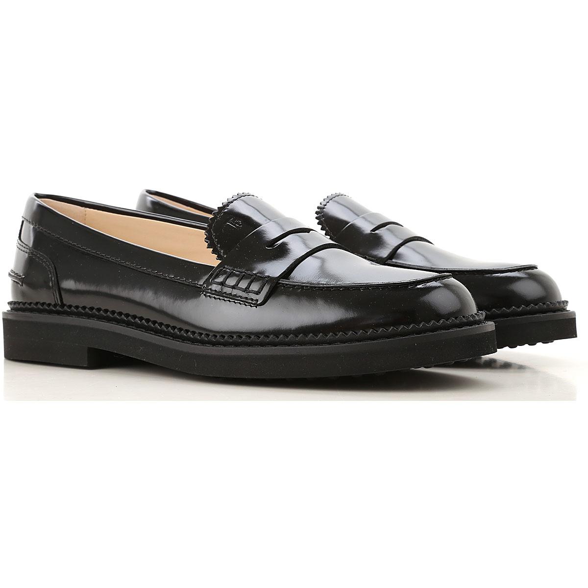 Tod's Leather Loafers For Women in Black Lyst