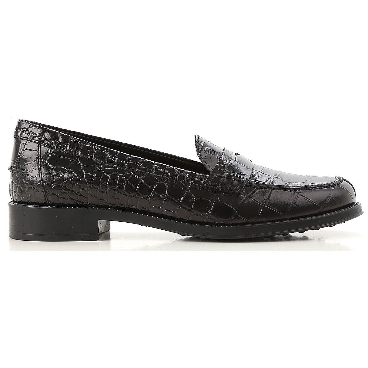 Tod&#39;s Leather Loafers For Women On Sale in Black - Lyst