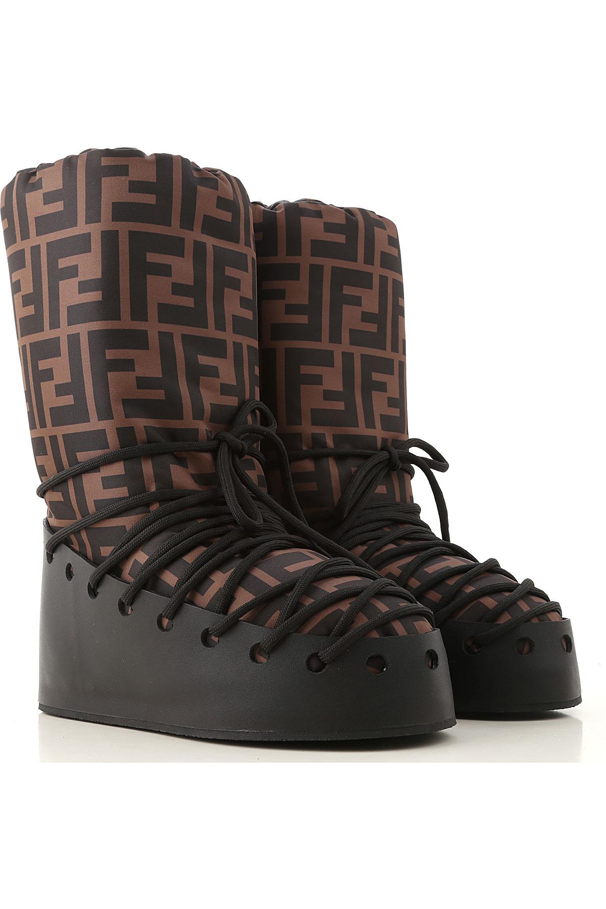 Fendi Leather Ffprint Laceup Moon Boots in Tobacco (Brown) Lyst