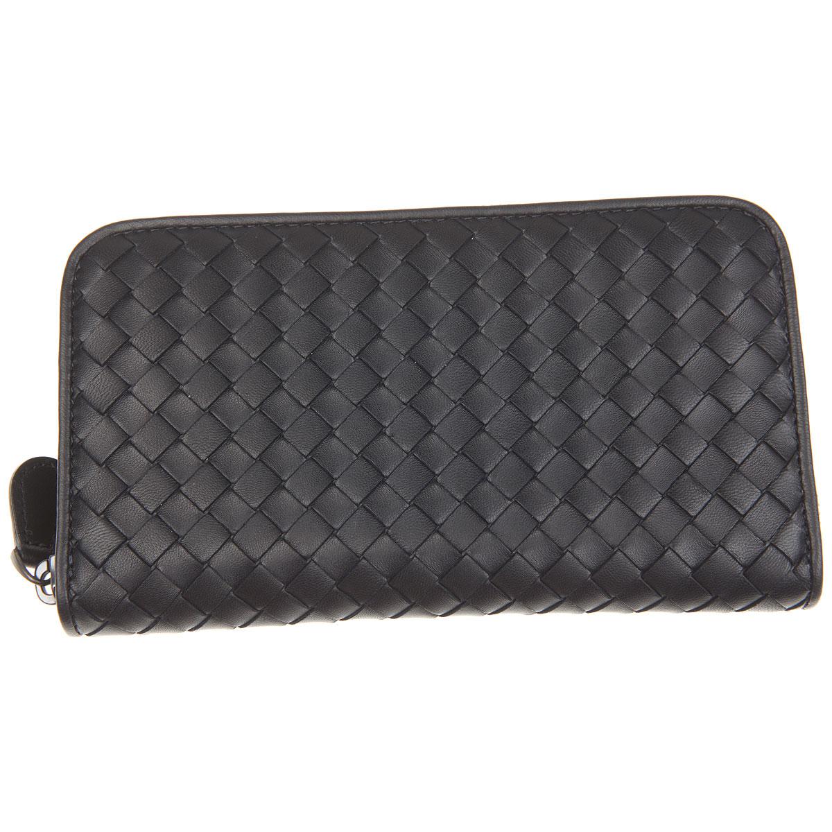 Bottega Veneta Leather Wallet For Women On Sale in Black - Lyst