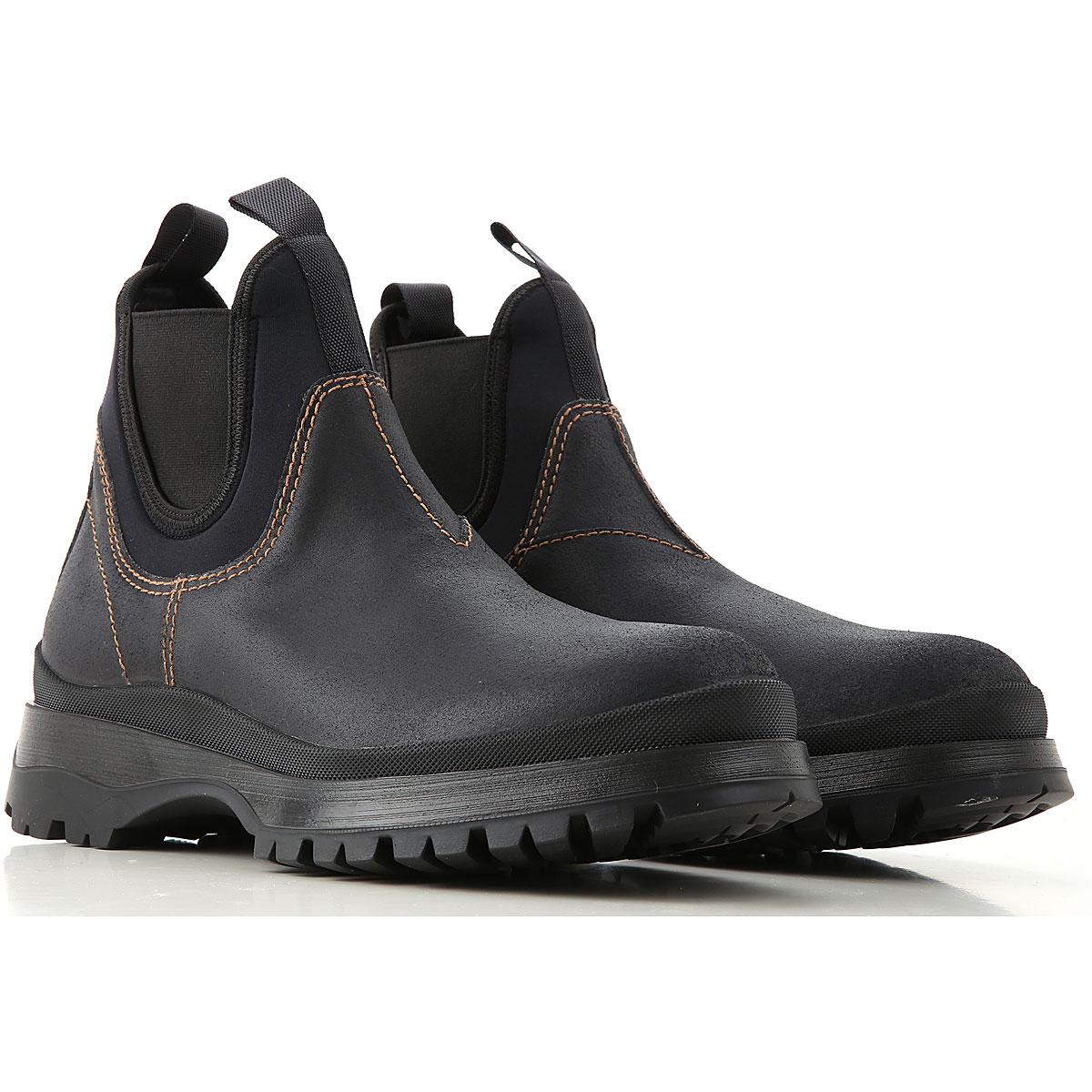 Prada Leather Boots For Men in Black for Men - Lyst