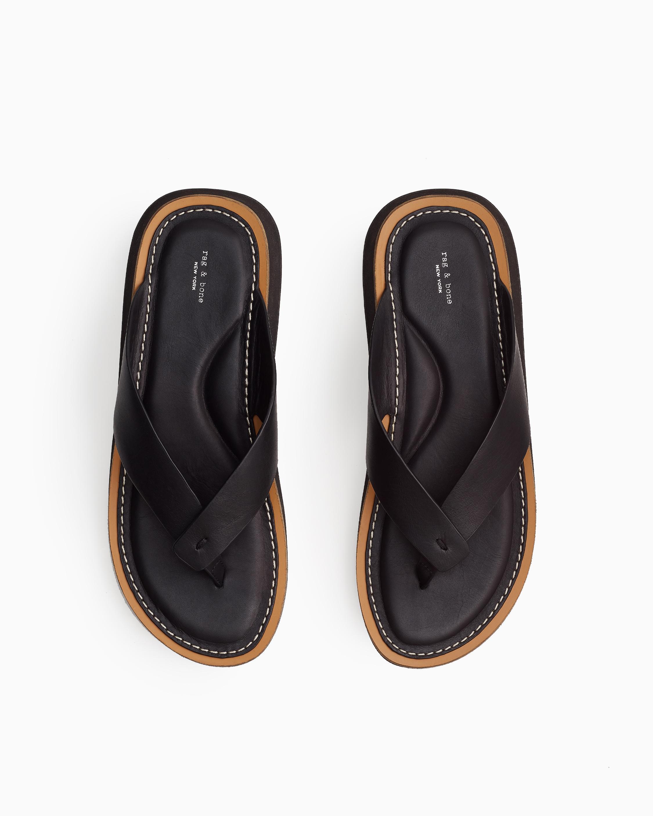 Rag & Bone Parker Thong - Leather Flat Sandal in Black - Save 25% - Lyst