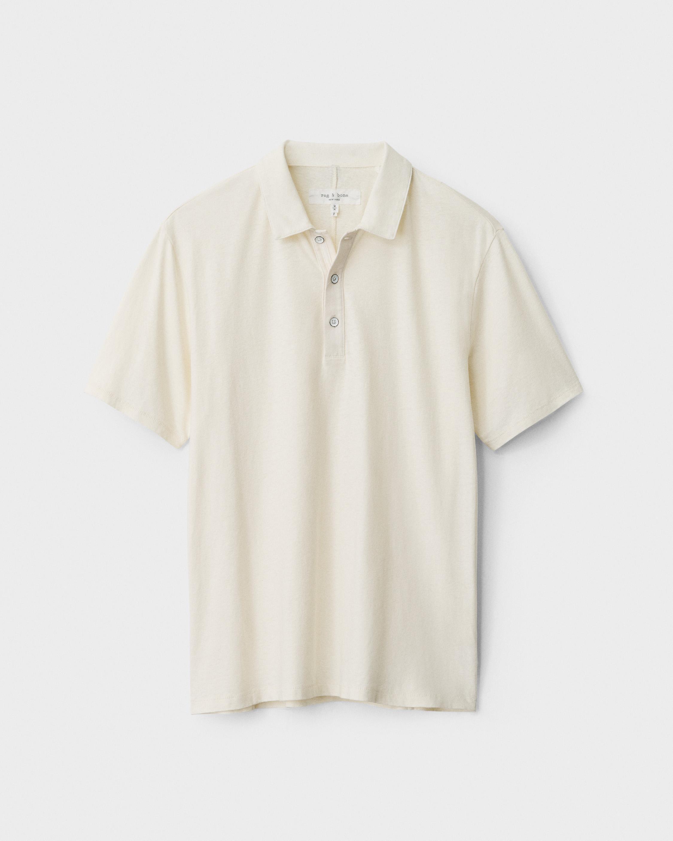White Rag & Bone Mercer Linen Polo in Ivory for Men Mens Clothing T-shirts Polo shirts 