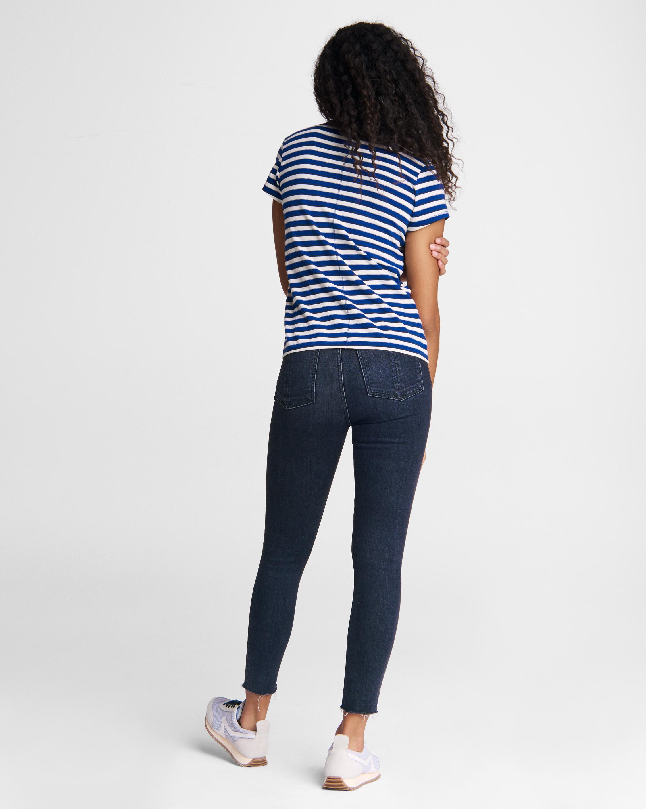 Rag & Bone Cotton The Slub Striped Tee Classic Fit Tshirt in Blue