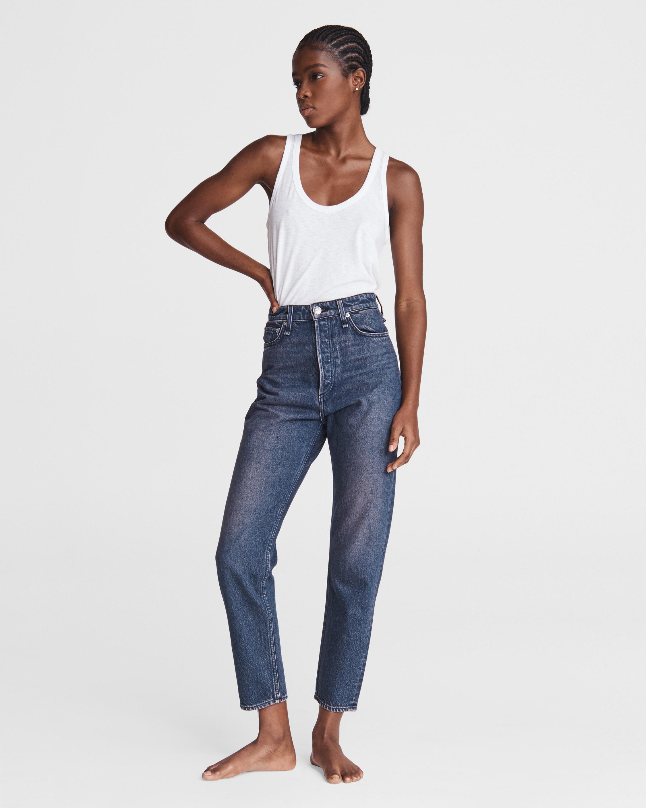 Rag u0026 Bone Ryan Super High-rise Jean - Jasmine Relaxed Fit Mid Indigo  Purple Tint Jean in Blue | Lyst