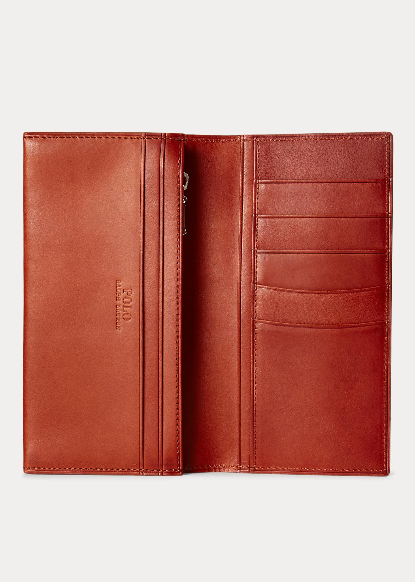 Polo Ralph Lauren Burnished Leather Long Wallet in Red for Men | Lyst UK