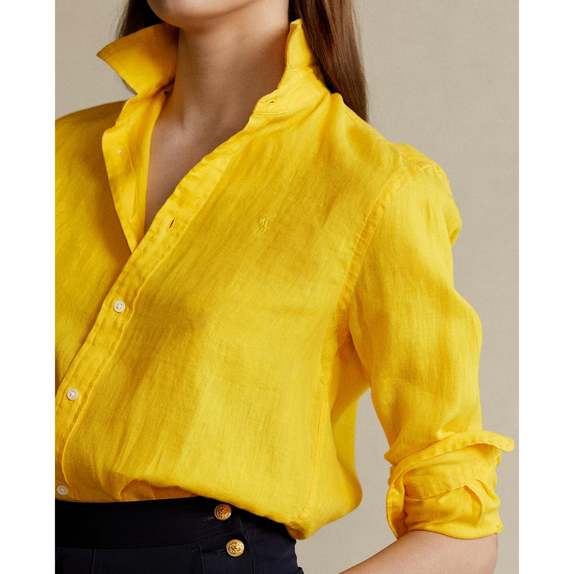 Polo Ralph Lauren Relaxed Fit Linen Shirt in Yellow | Lyst