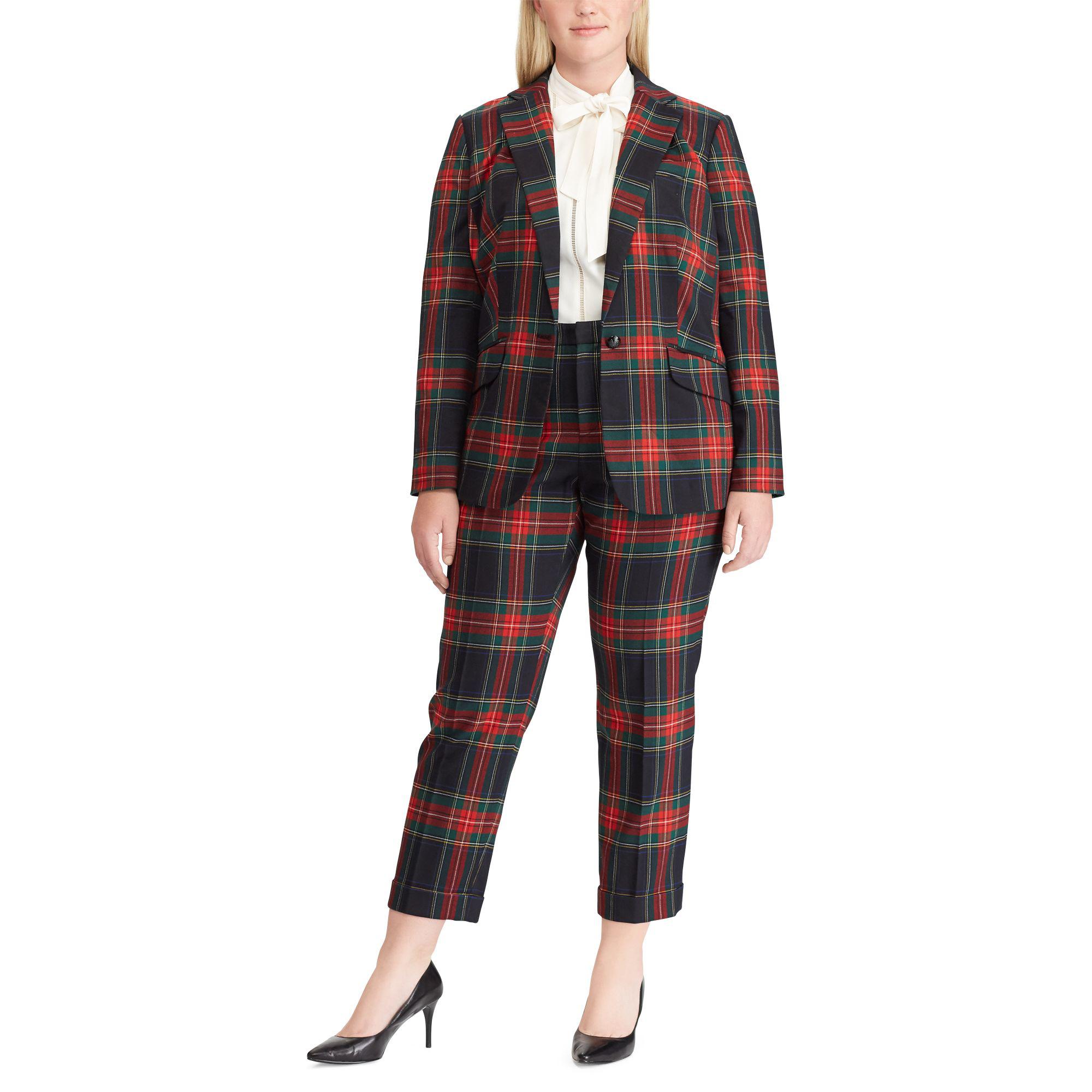 lauren ralph lauren tartan skinny crop pants