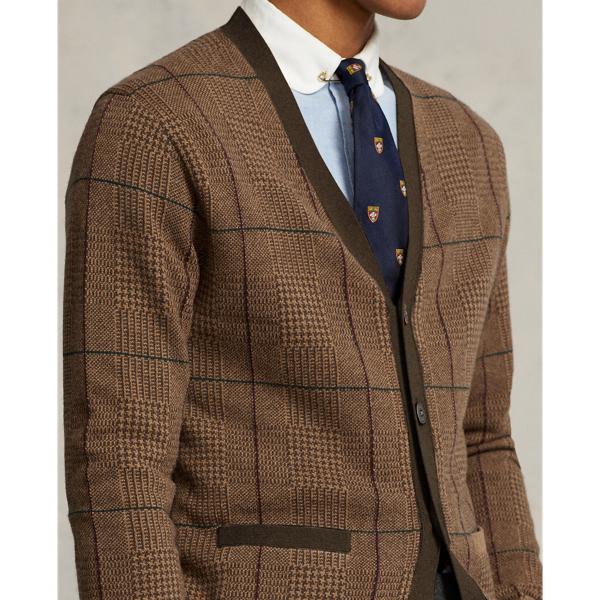 Ralph Lauren Glen Plaid Wool Cardigan in Brown for Men | Lyst UK