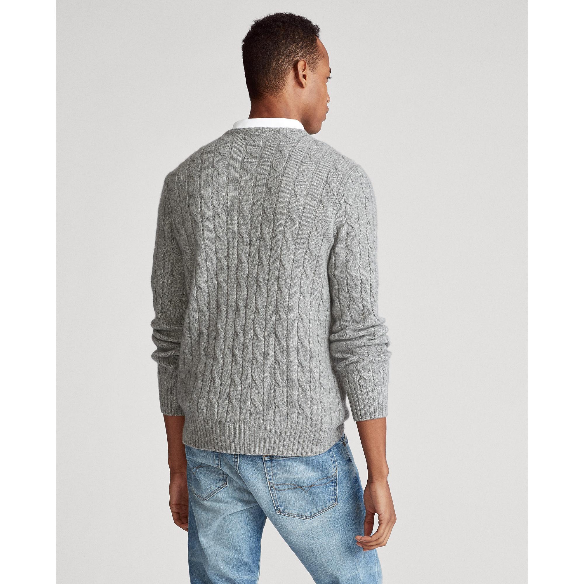 Polo Ralph Lauren Cable-knit Cashmere Jumper in Gray for Men - Lyst