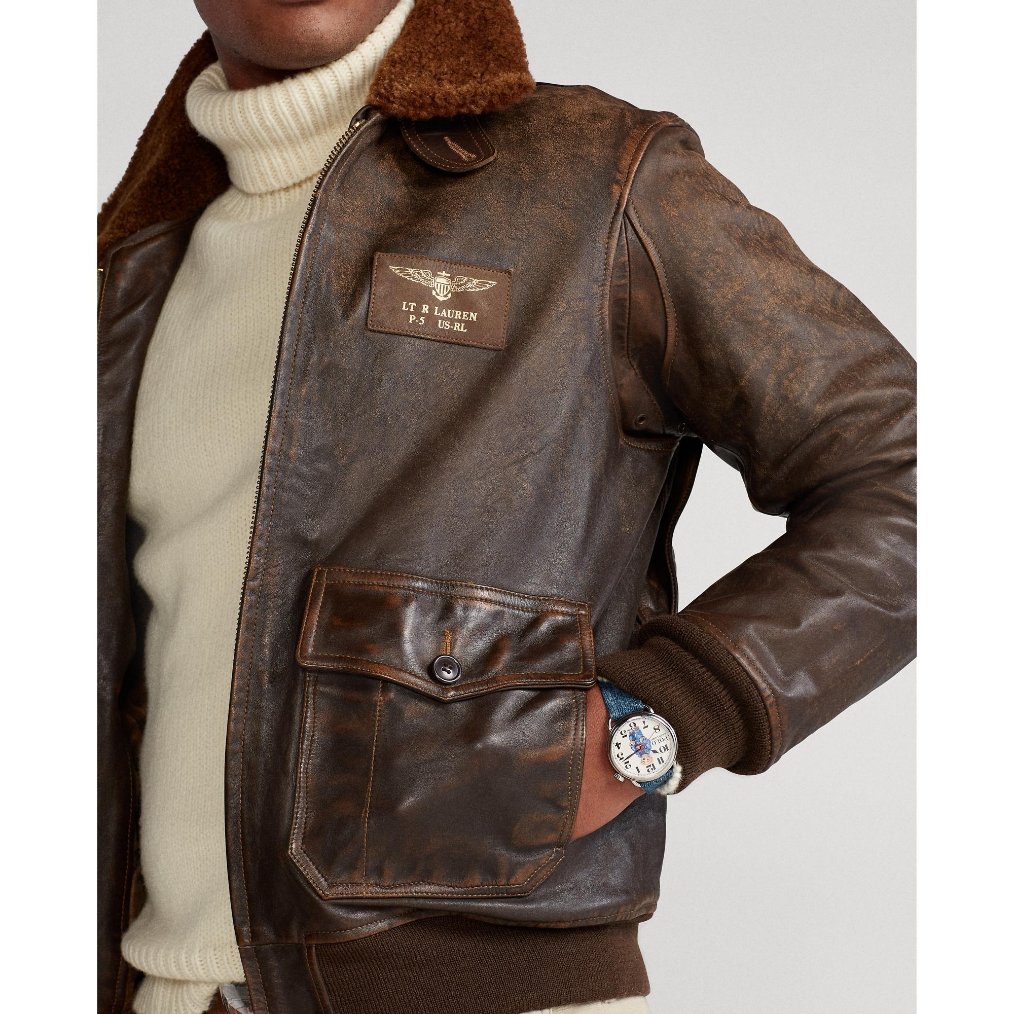 Polo Ralph Lauren Leather The Iconic Bomber Jacket in Brown for Men - Lyst