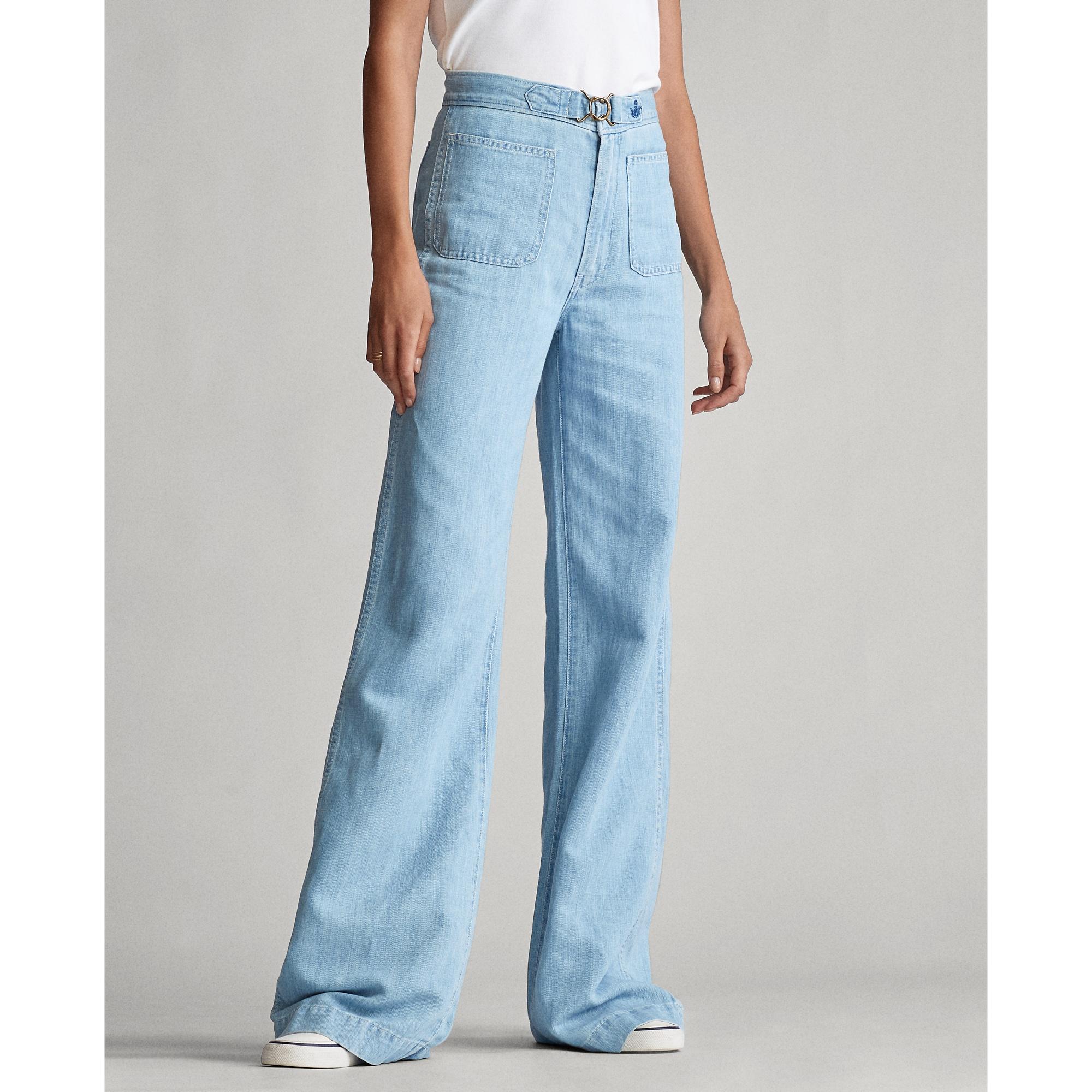 Ralph Lauren Cotton Margery Wide-leg Jean in Light Indigo (Blue) - Save ...