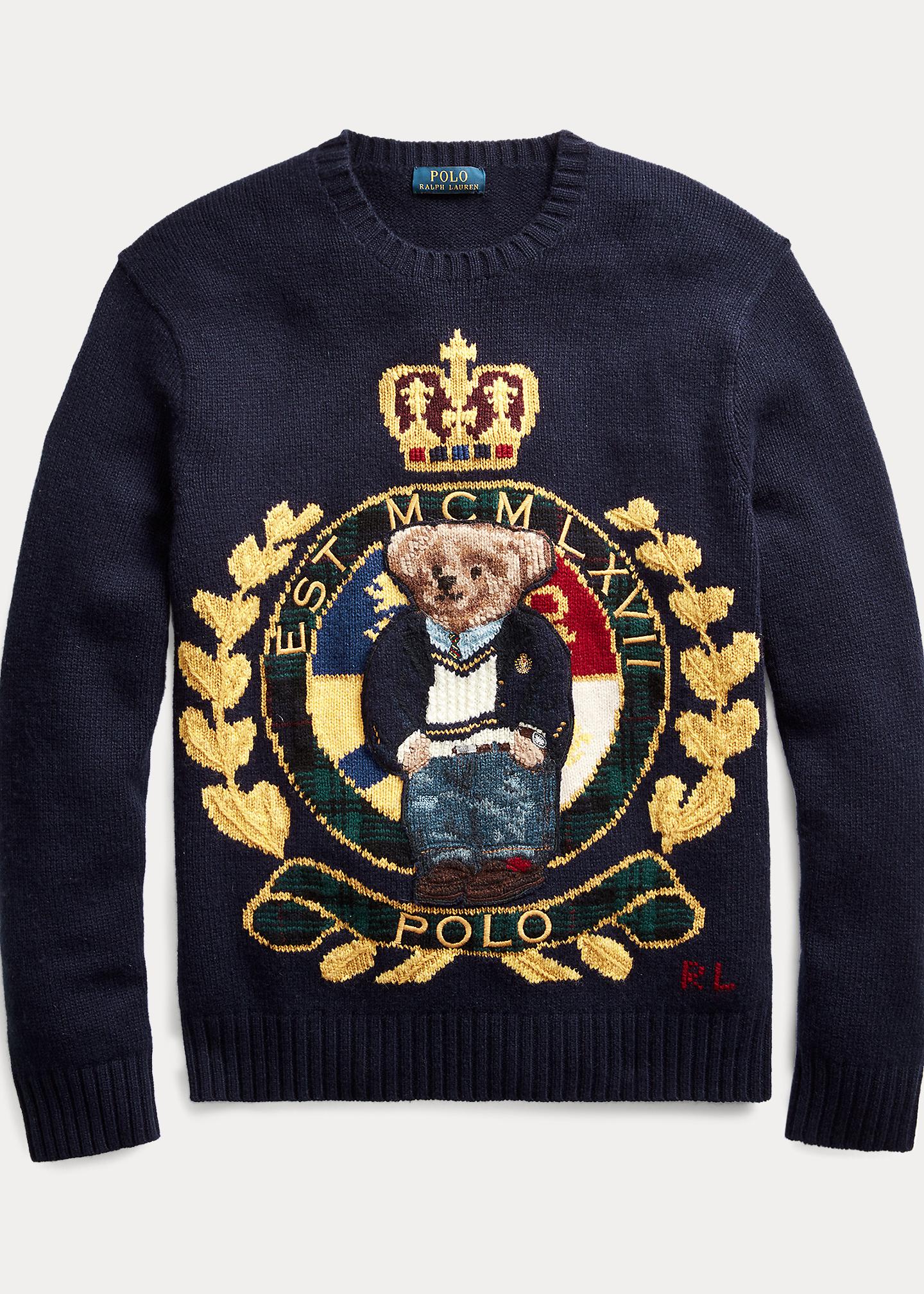 Polo Ralph Lauren Wollpullover mit Crest Bear in Blau für Herren | Lyst DE