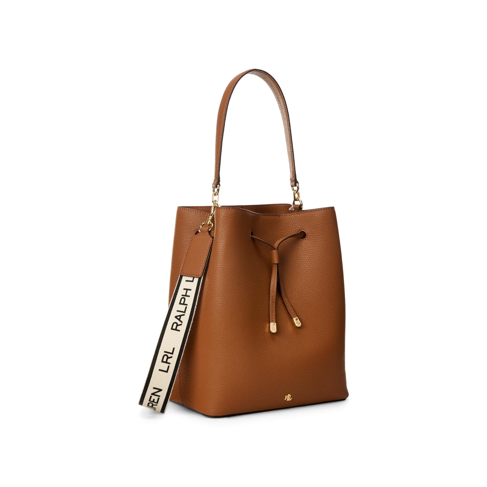 Lauren by Ralph Lauren Leather Large Logo Debby Drawstring Bag in Brown -  Lyst