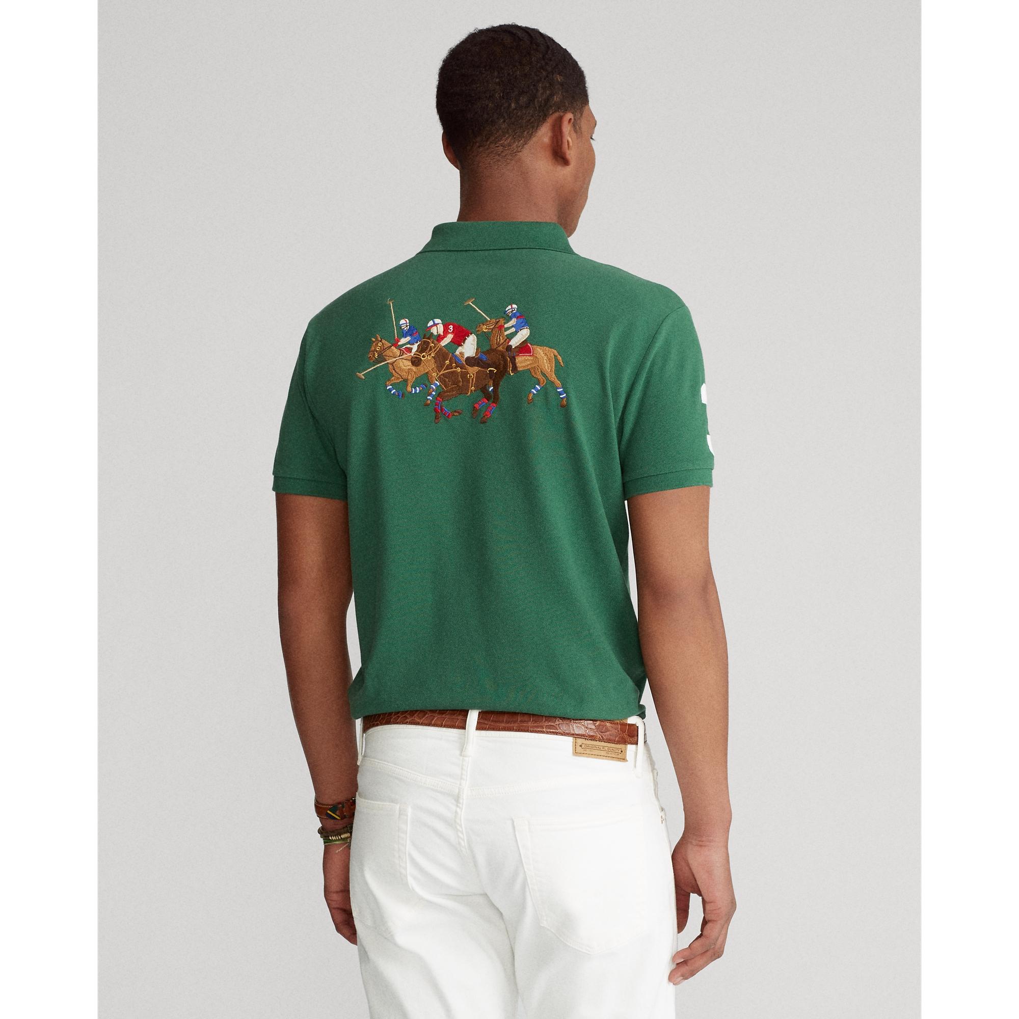 Polo Ralph Lauren Custom Slim Fit Triplepony Polo Shirt in Green for