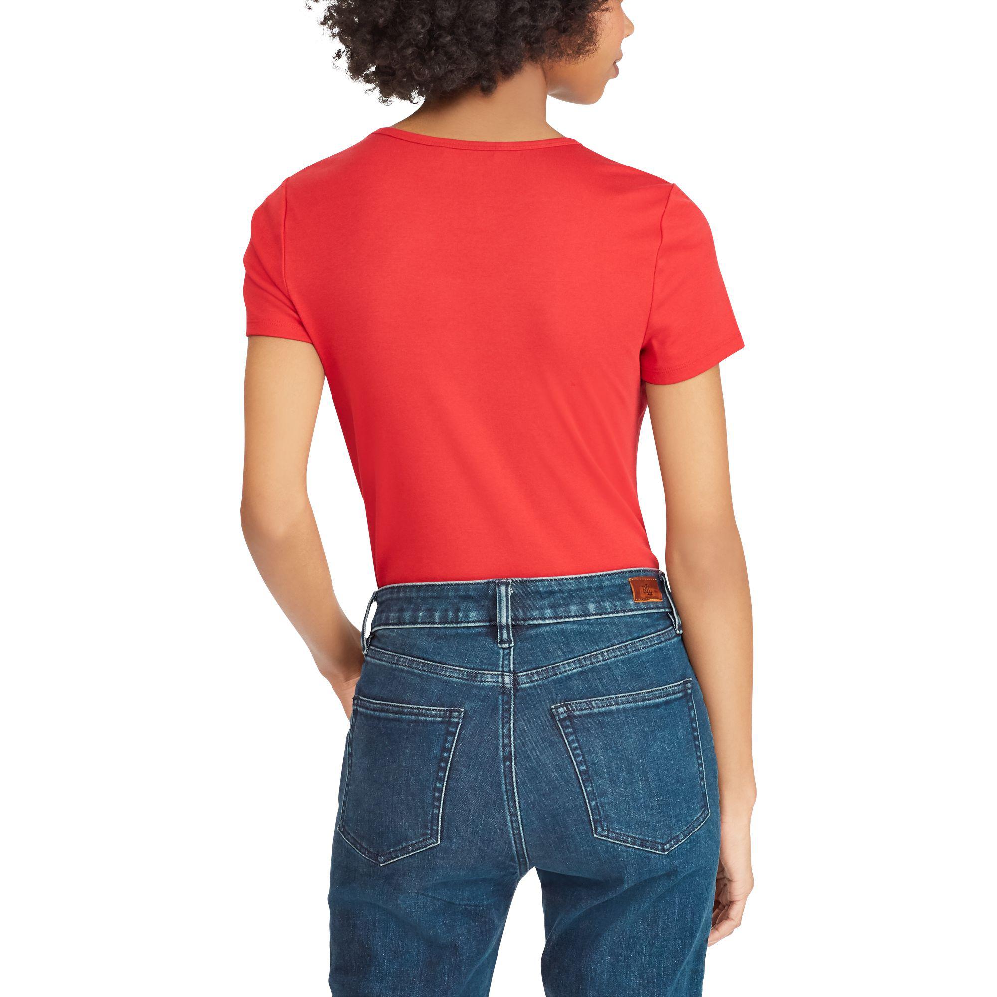 Ralph Lauren Stretch Cotton T-shirt in Crimson (Red) - Lyst