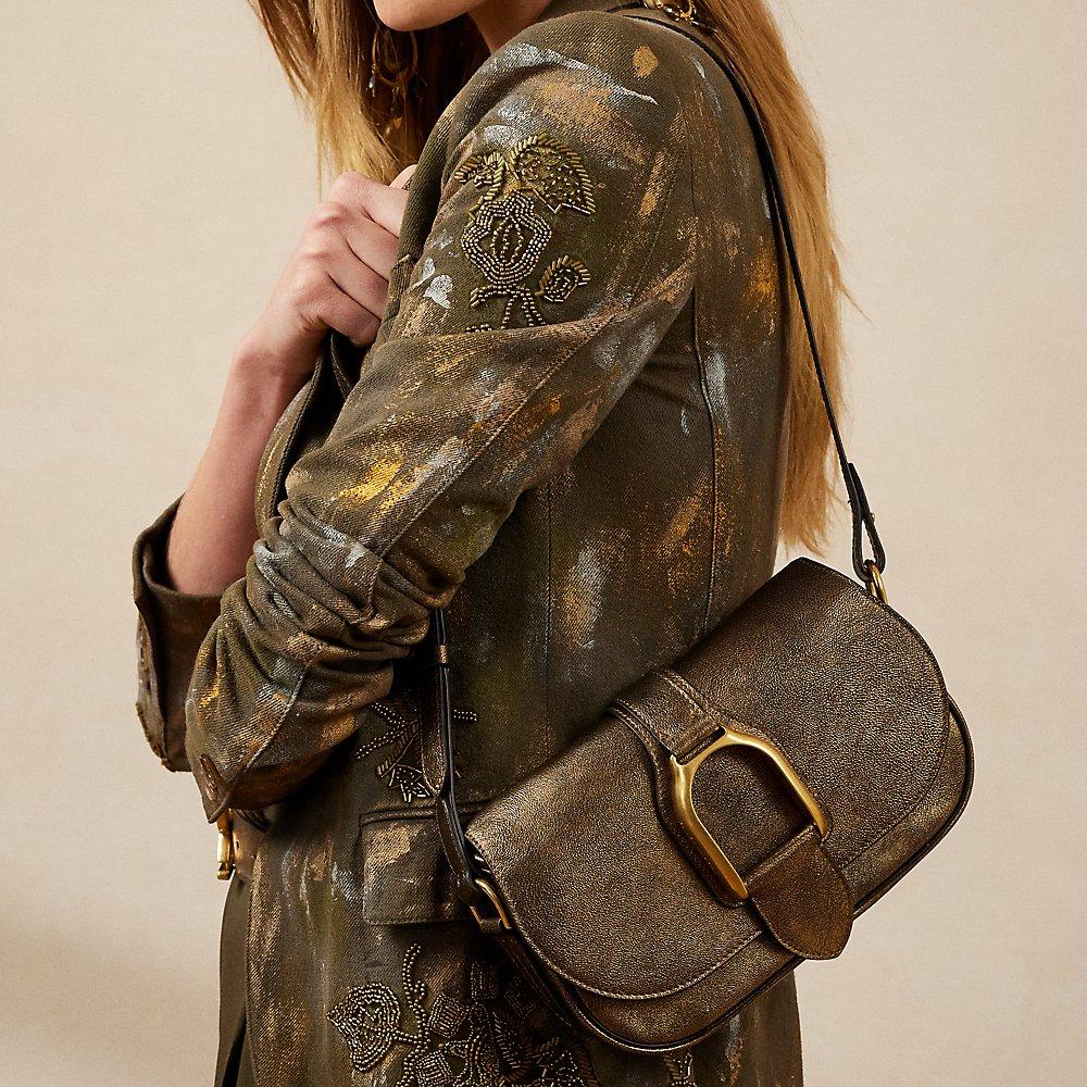 Ralph Lauren Collection Metallic Calfskin Welington Shoulder Bag in Brown Lyst