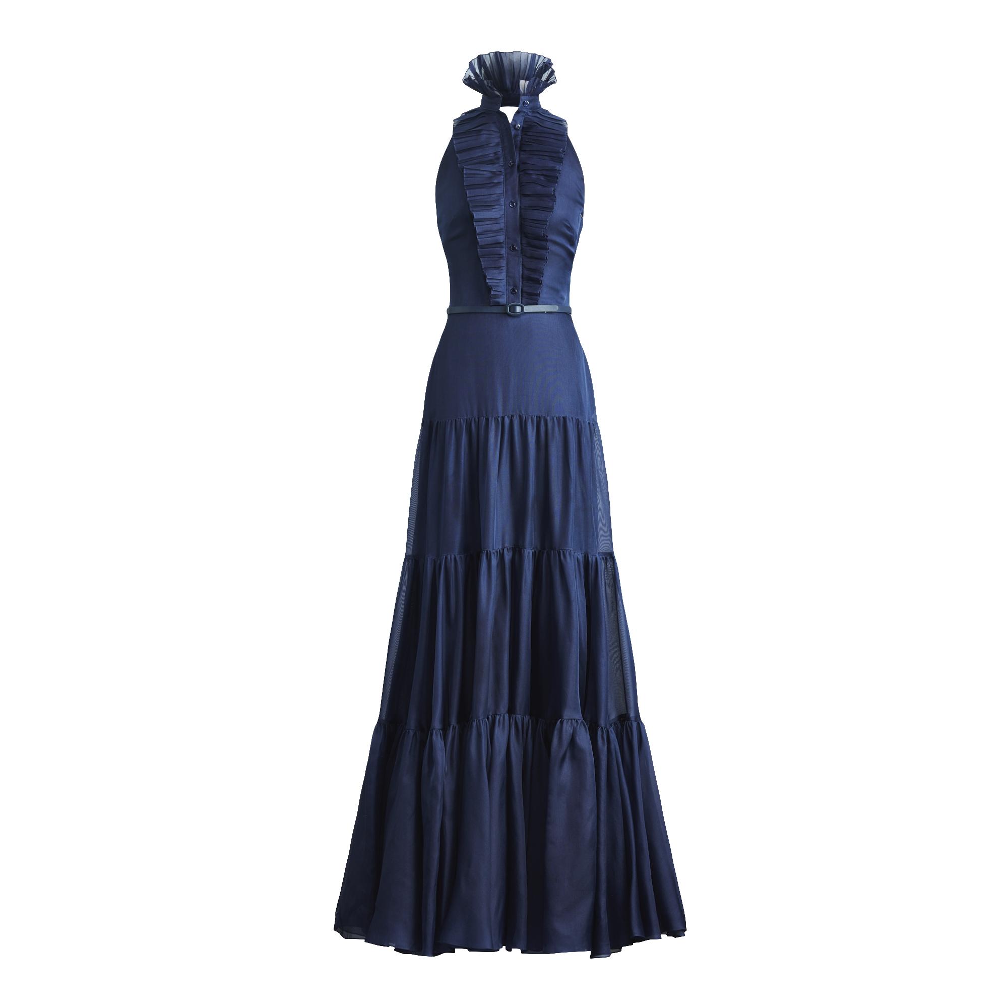Ralph Lauren Emilia Silk Evening Dress in Bright Navy (Blue) - Lyst
