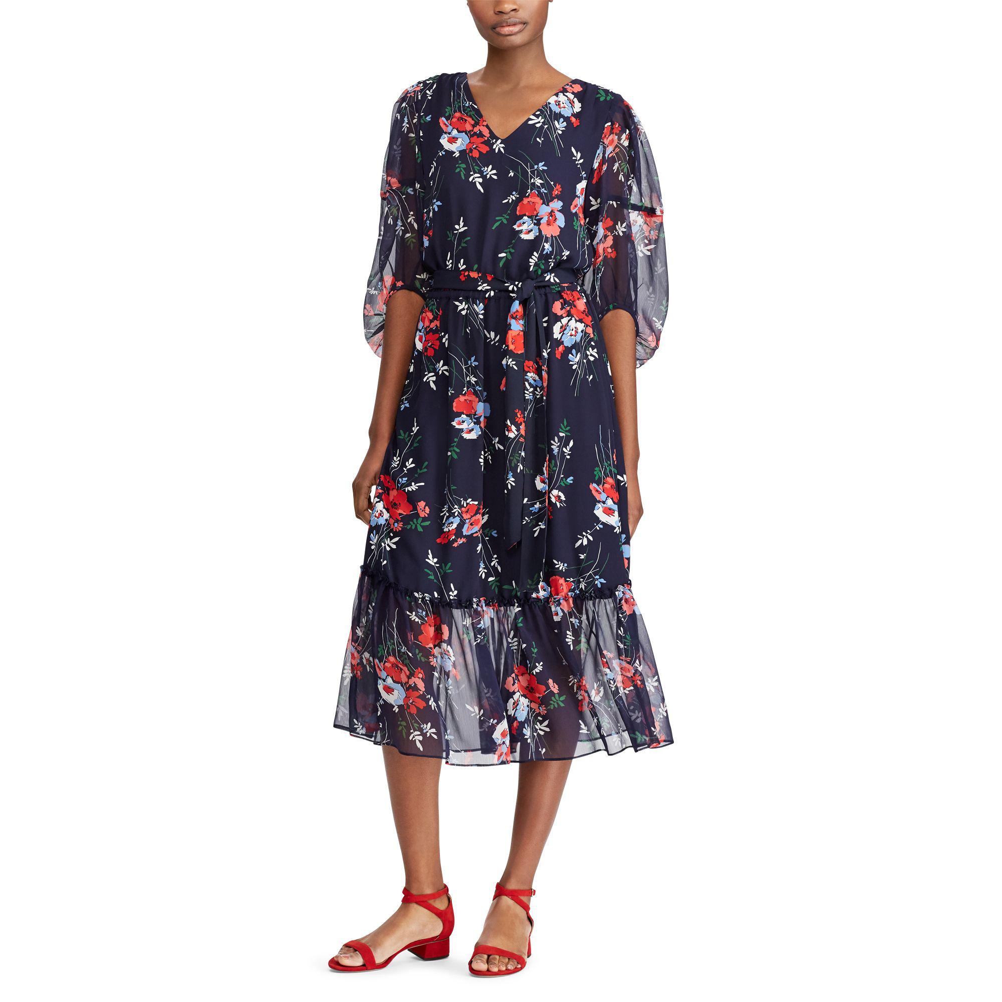 ralph lauren floral georgette midi dress