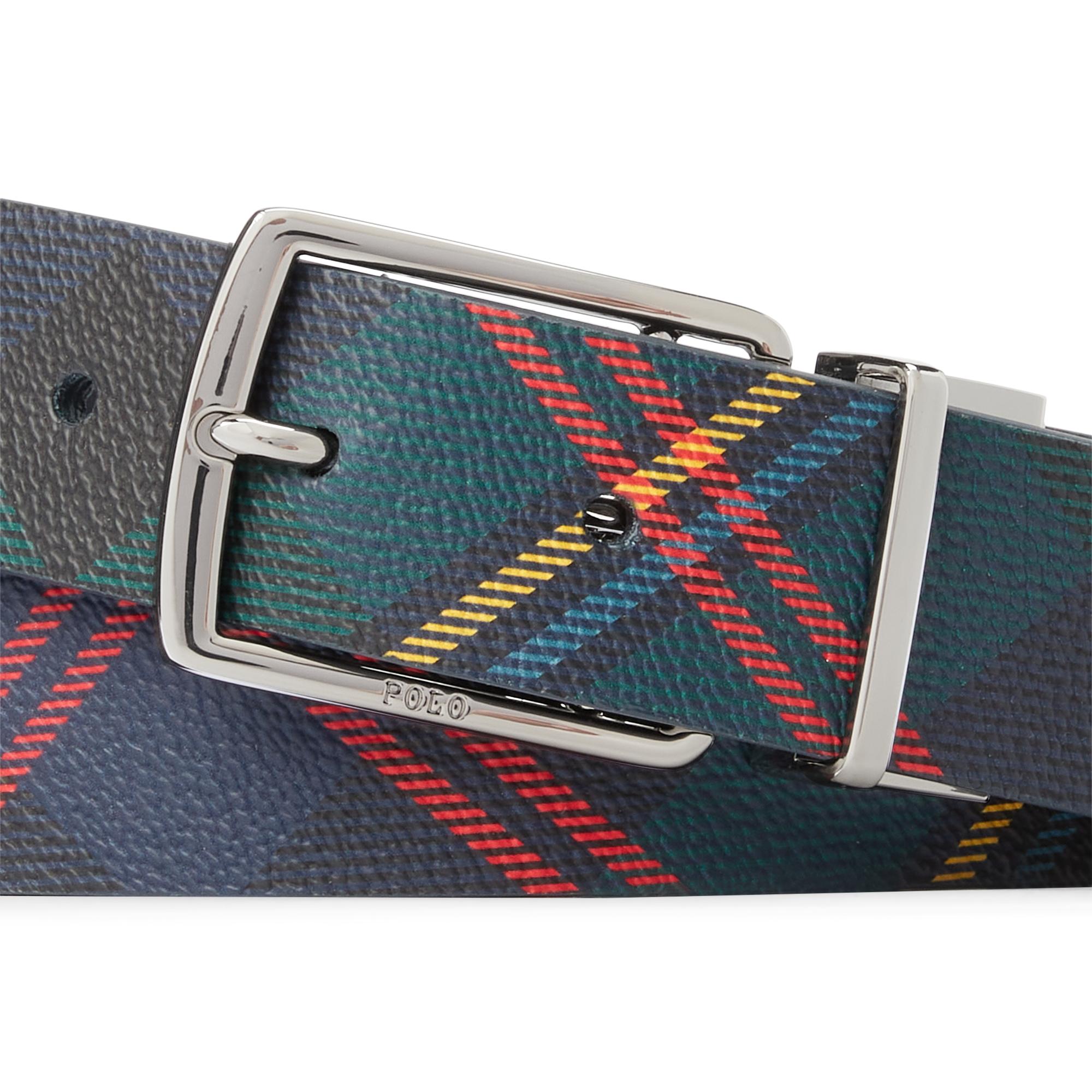 Polo Ralph Lauren Leather Reversible Tartan Belt in Blue for Men | Lyst