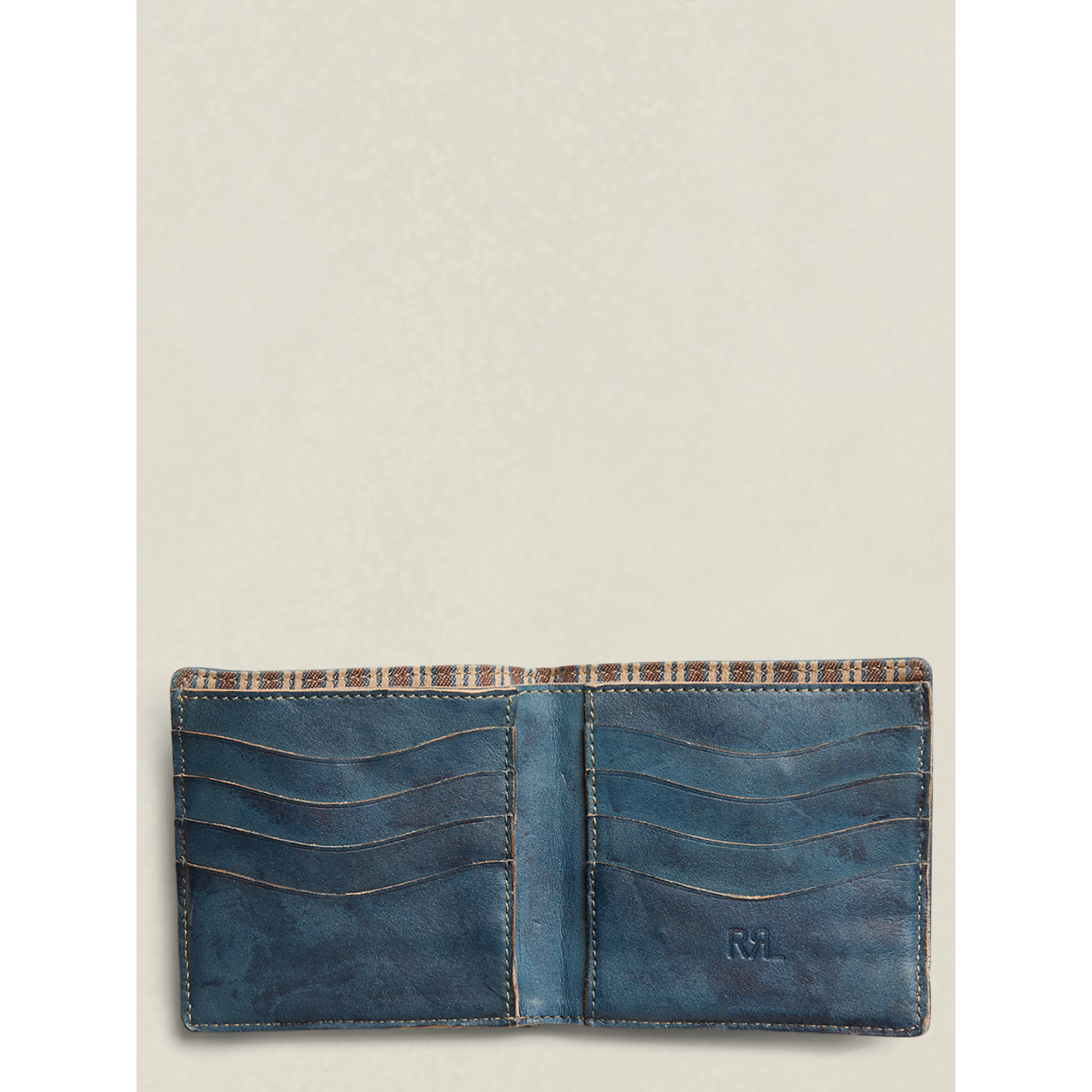 RRL Indigodyed Leather Wallet in Blue for Men Lyst