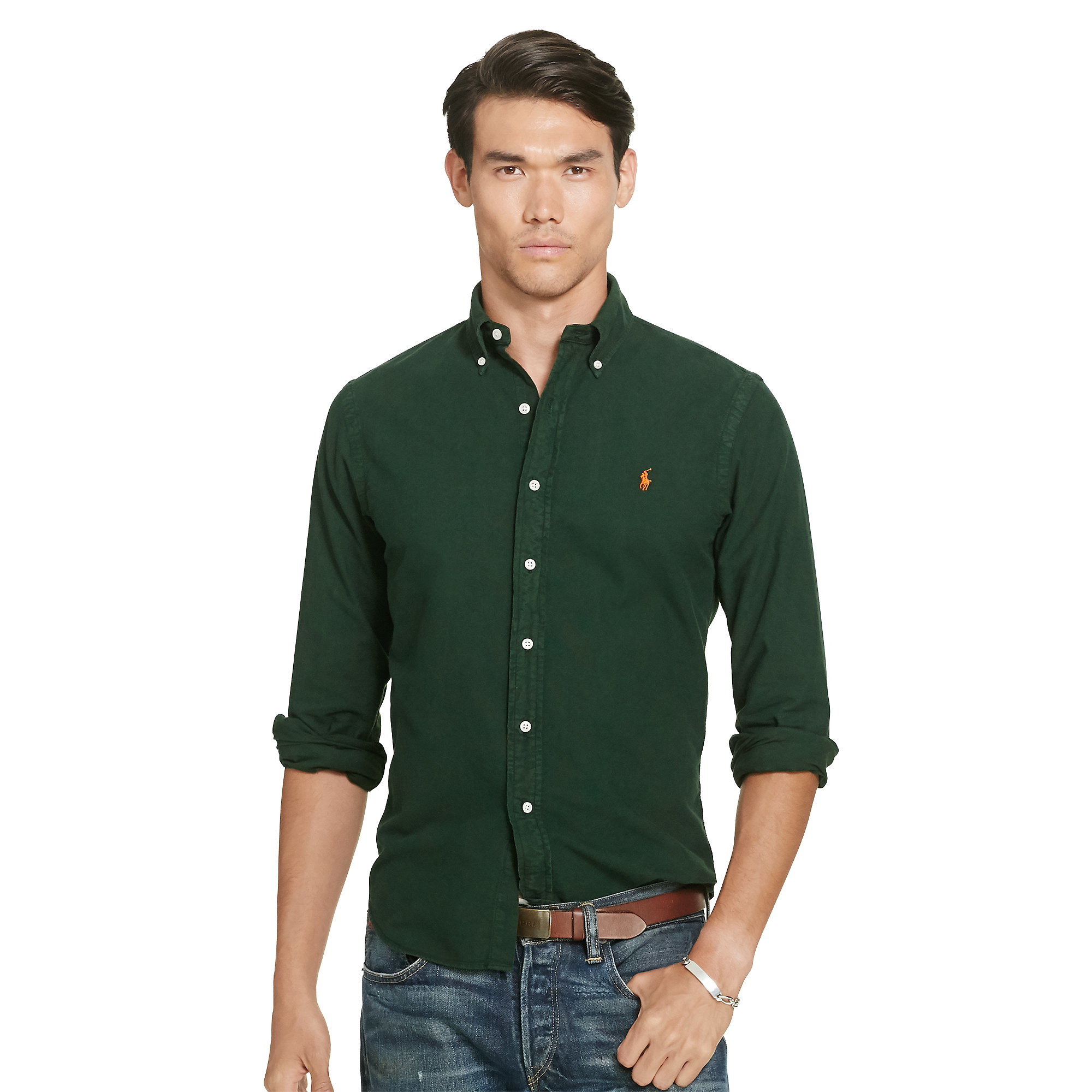 Polo Ralph Lauren Cotton Slim Garment-dyed Oxford Shirt in Green for Men |  Lyst