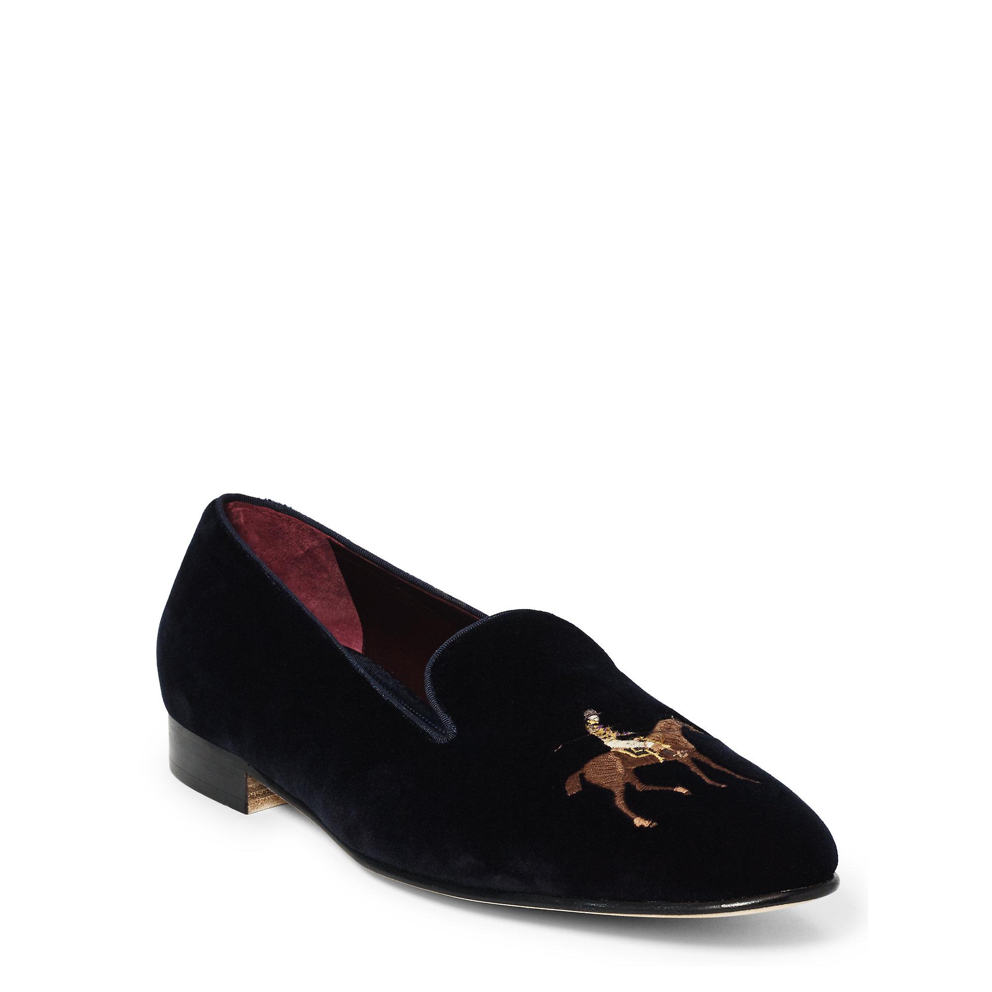 Ralph Lauren Collis Velvet Horse Slipper in Black for Men | Lyst