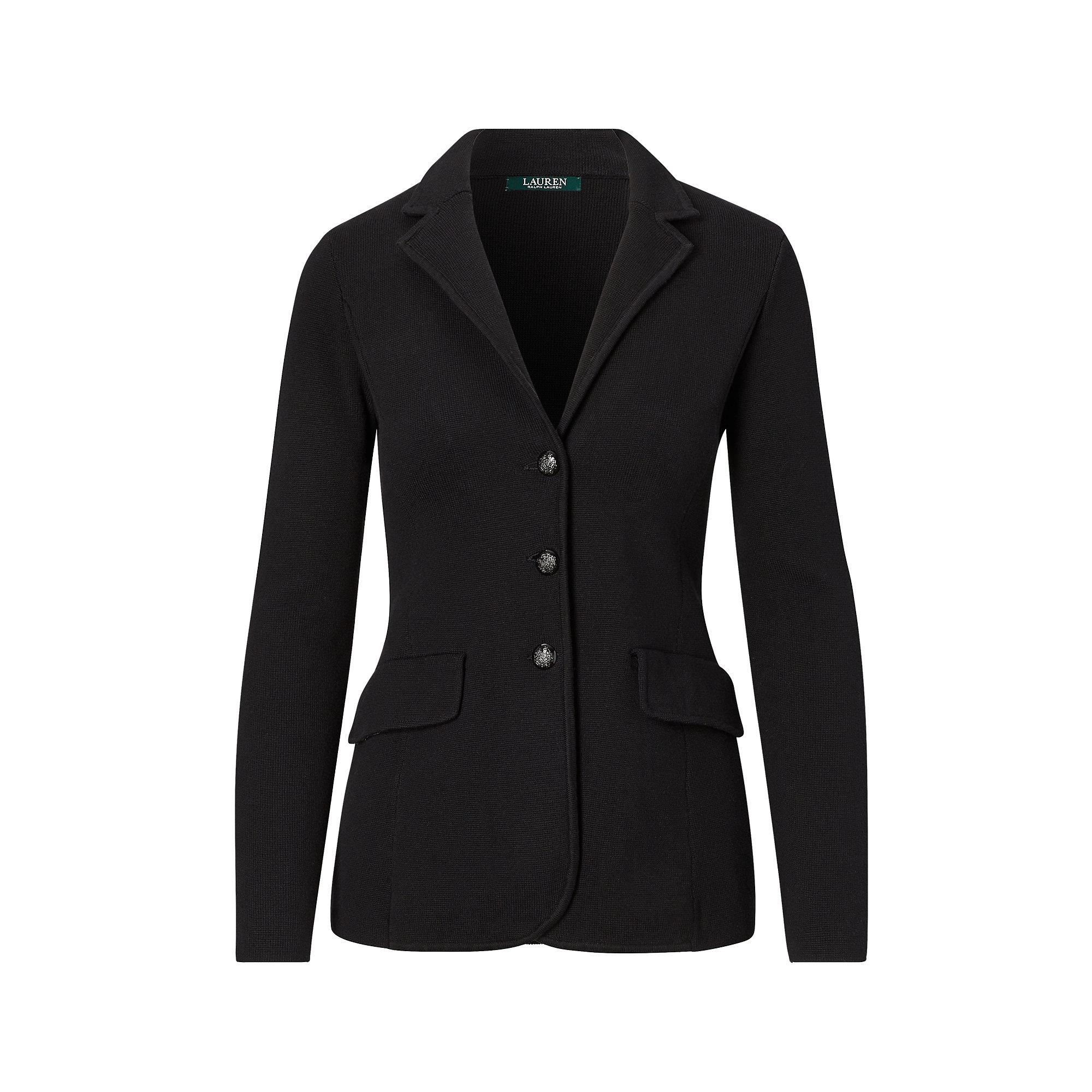 Ralph Lauren Cotton Knit Sweater Blazer in Black Lyst