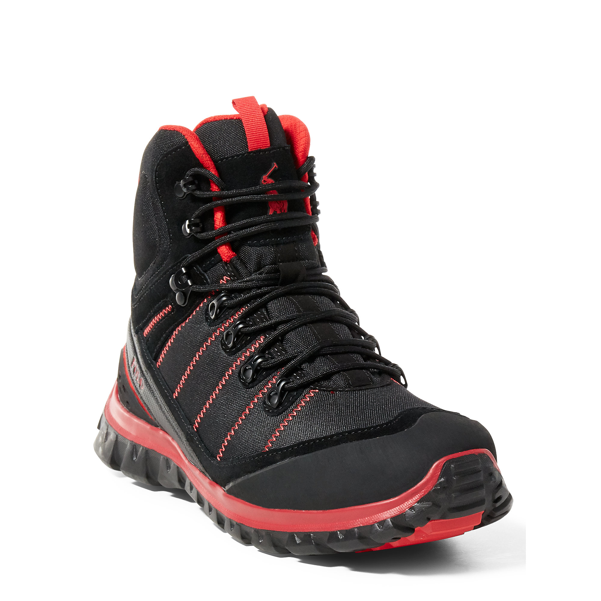 red and black polo boots