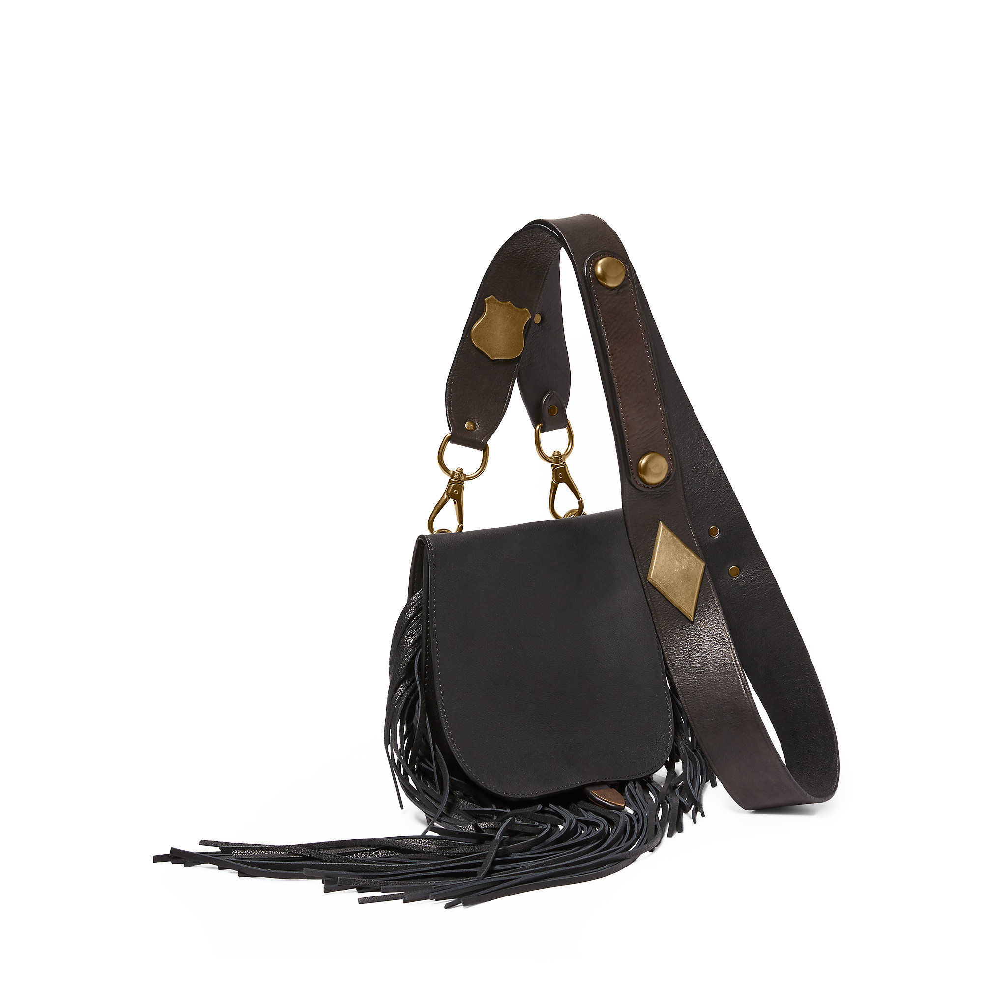 Ralph Lauren Fringe Leather Crossbody Bag in Black Lyst