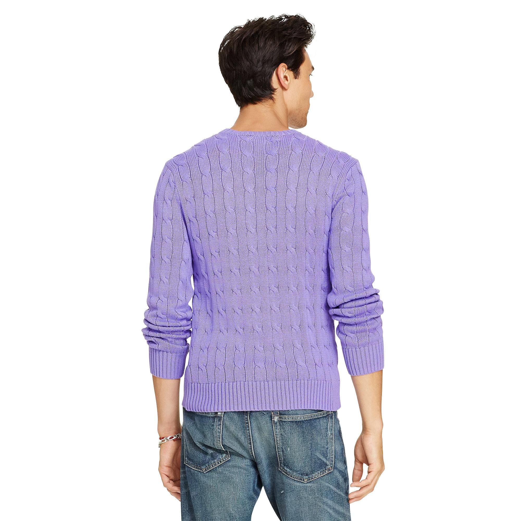 Polo Ralph Lauren Cable-knit Cotton Sweater in Purple for Men - Lyst