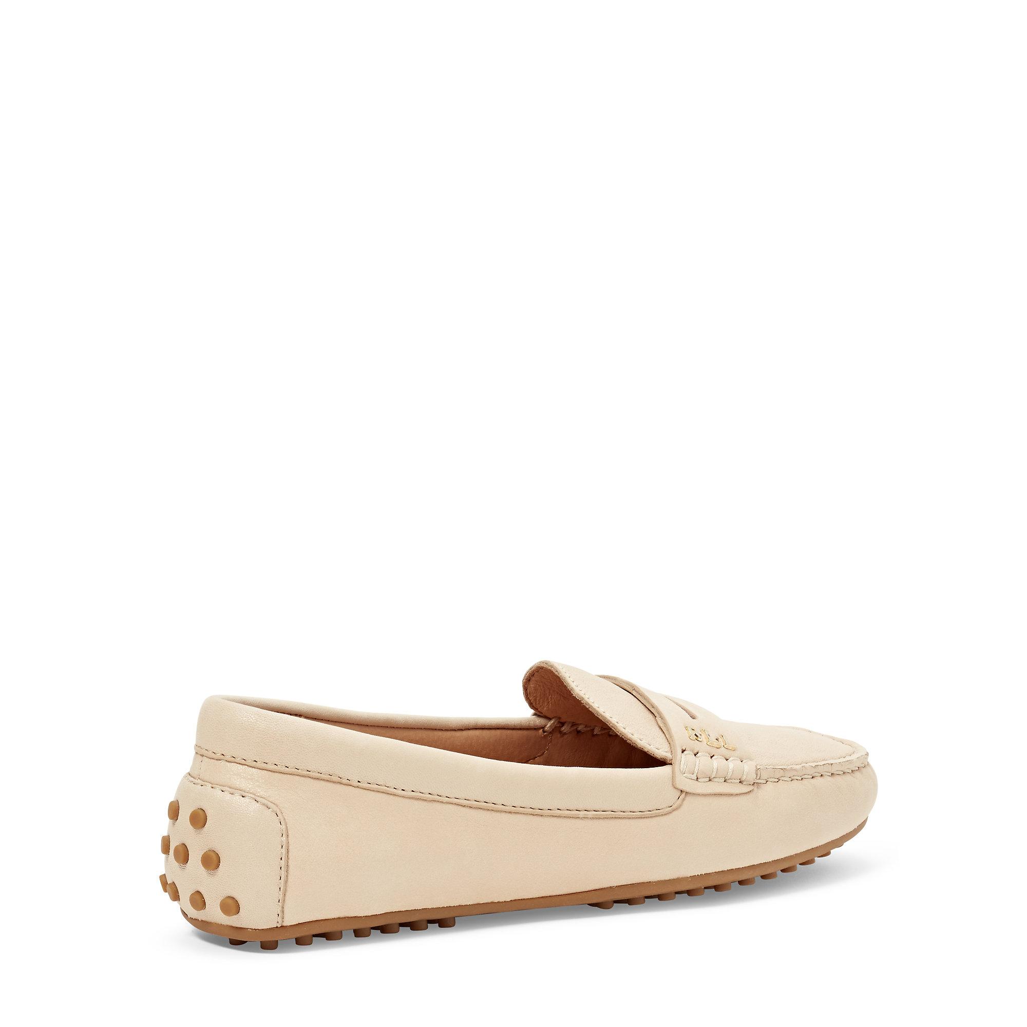 Ralph Lauren Belen Leather Loafer in Natural | Lyst