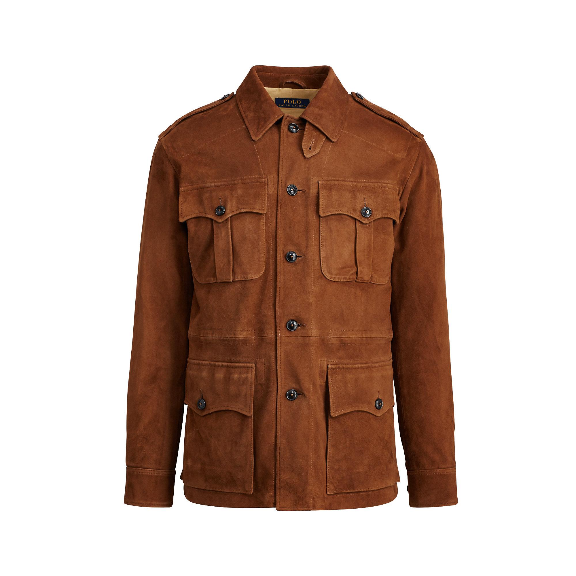 Polo Ralph Lauren Suede Safari Jacket in Brown for Men | Lyst